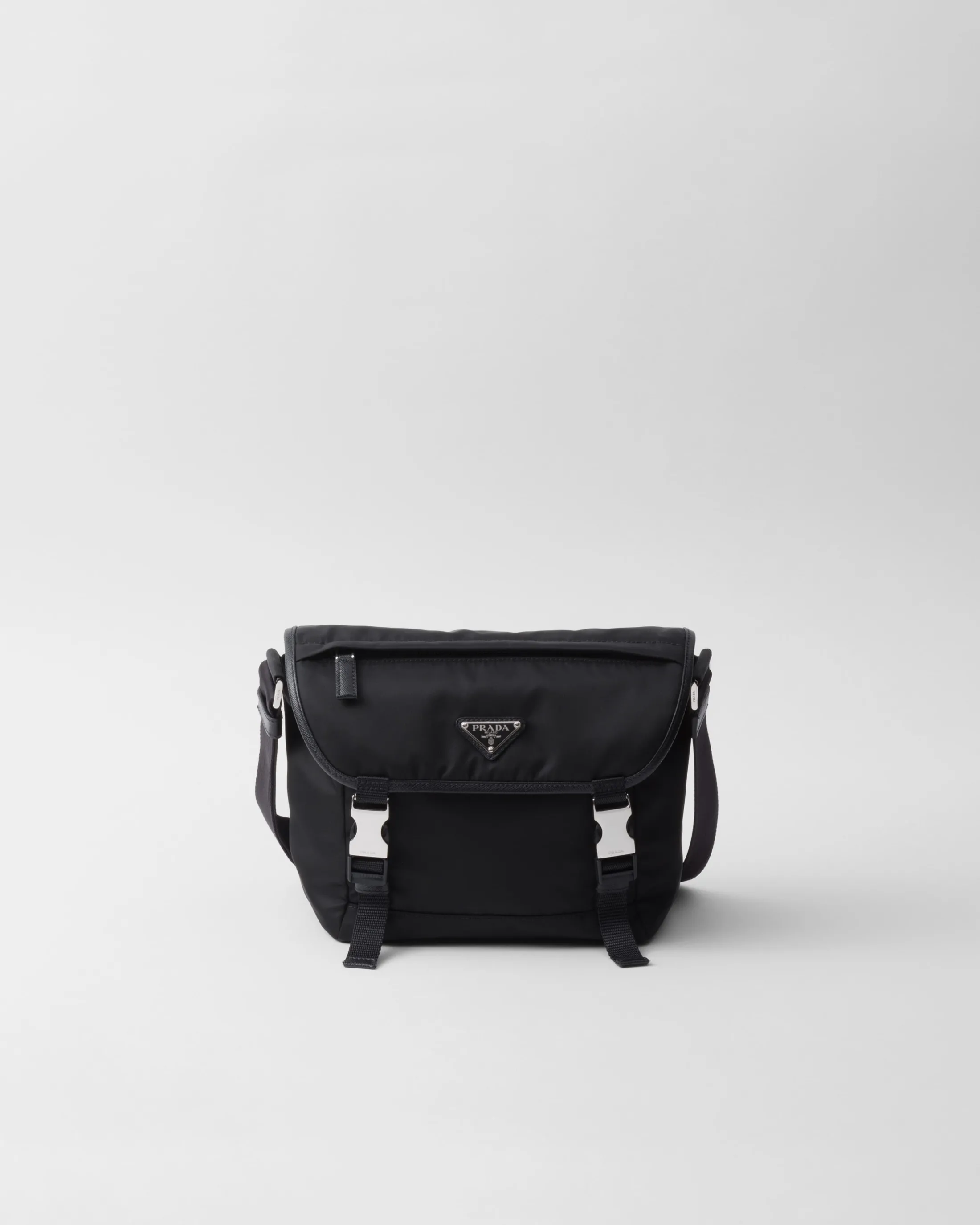 Prada Re-Nylon and Saffiano leather shoulder bag Black Clearance