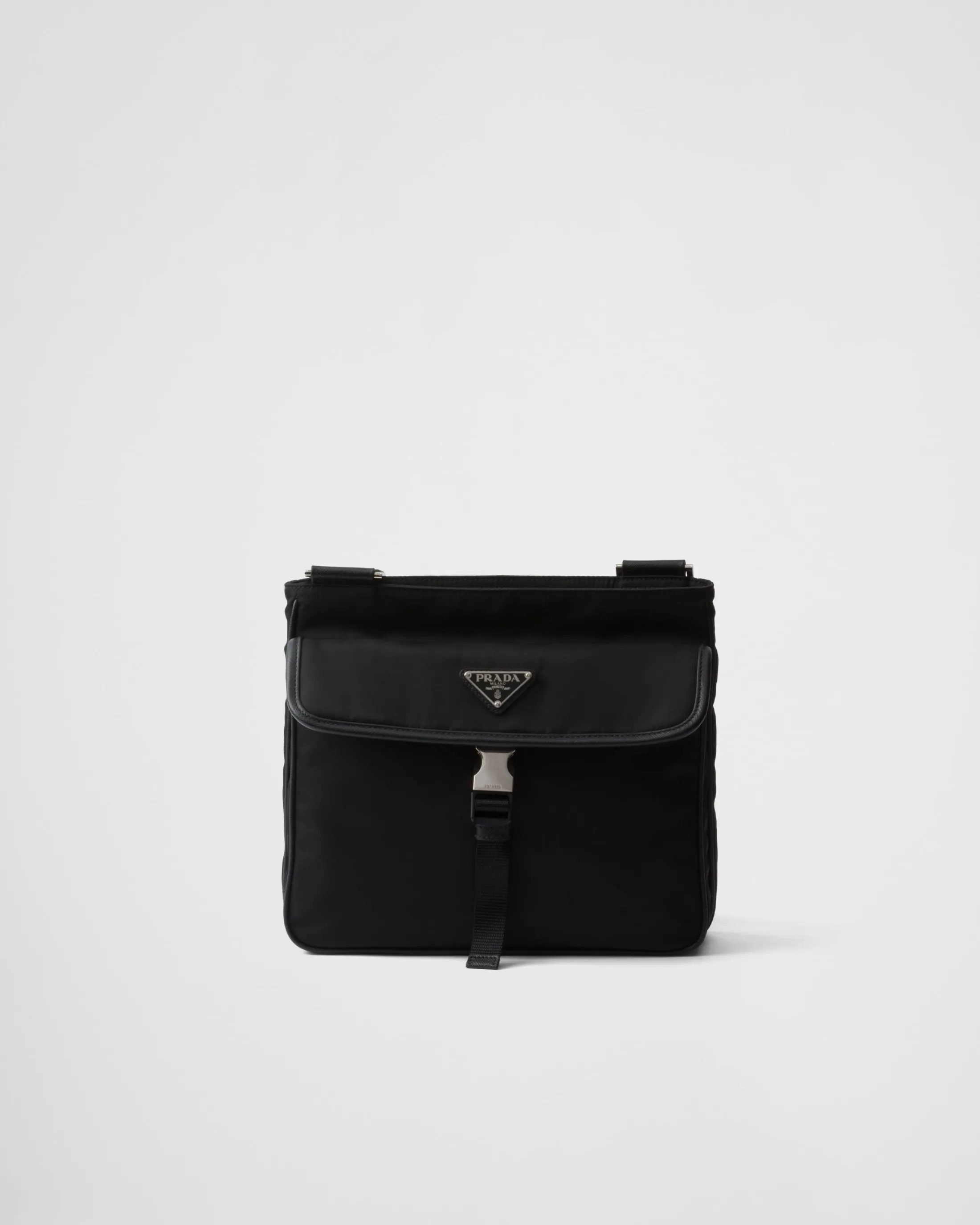 Prada Re-Nylon and Saffiano leather shoulder bag Black Outlet