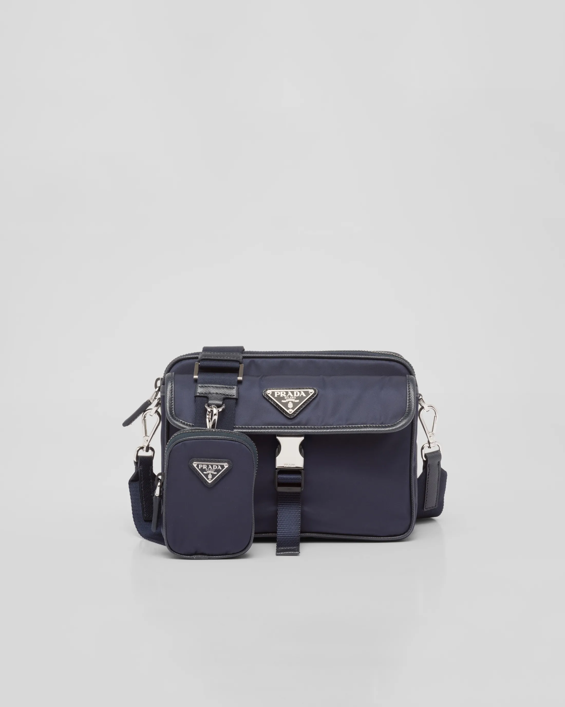 Prada Re-Nylon and Saffiano leather shoulder bag Navy Online