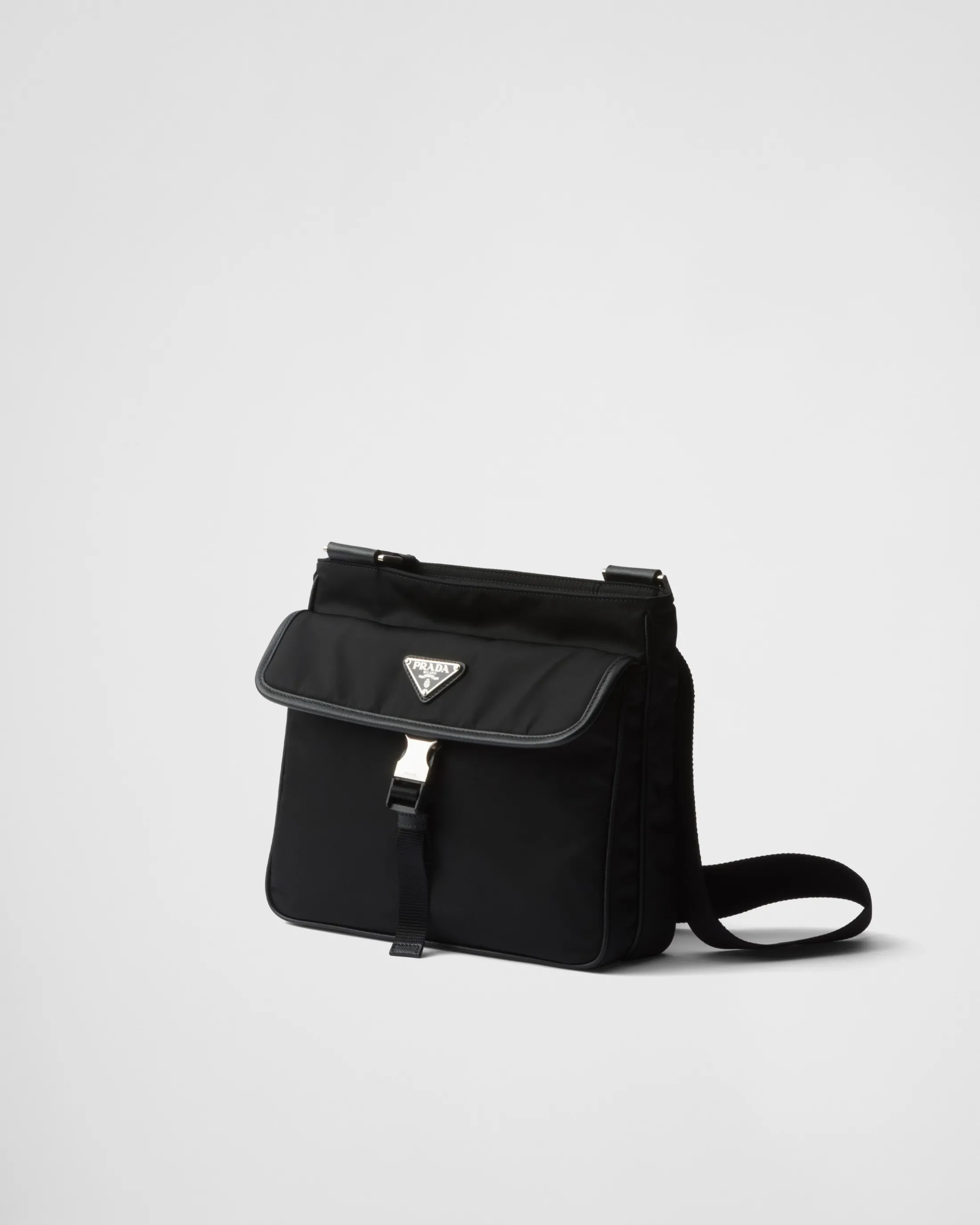 Prada Re-Nylon and Saffiano leather shoulder bag Black Outlet