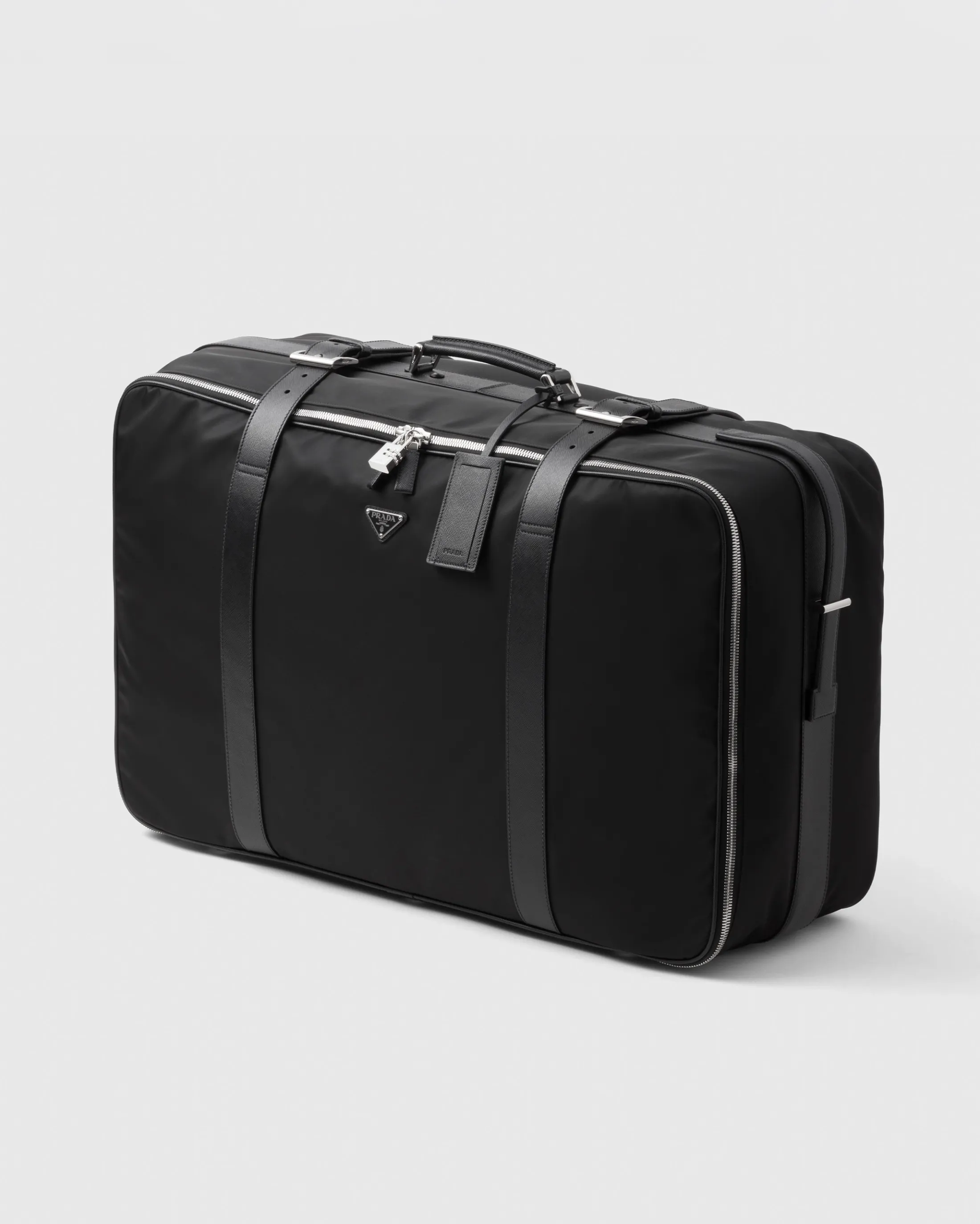 Prada Re-Nylon and Saffiano leather suitcase Black Hot