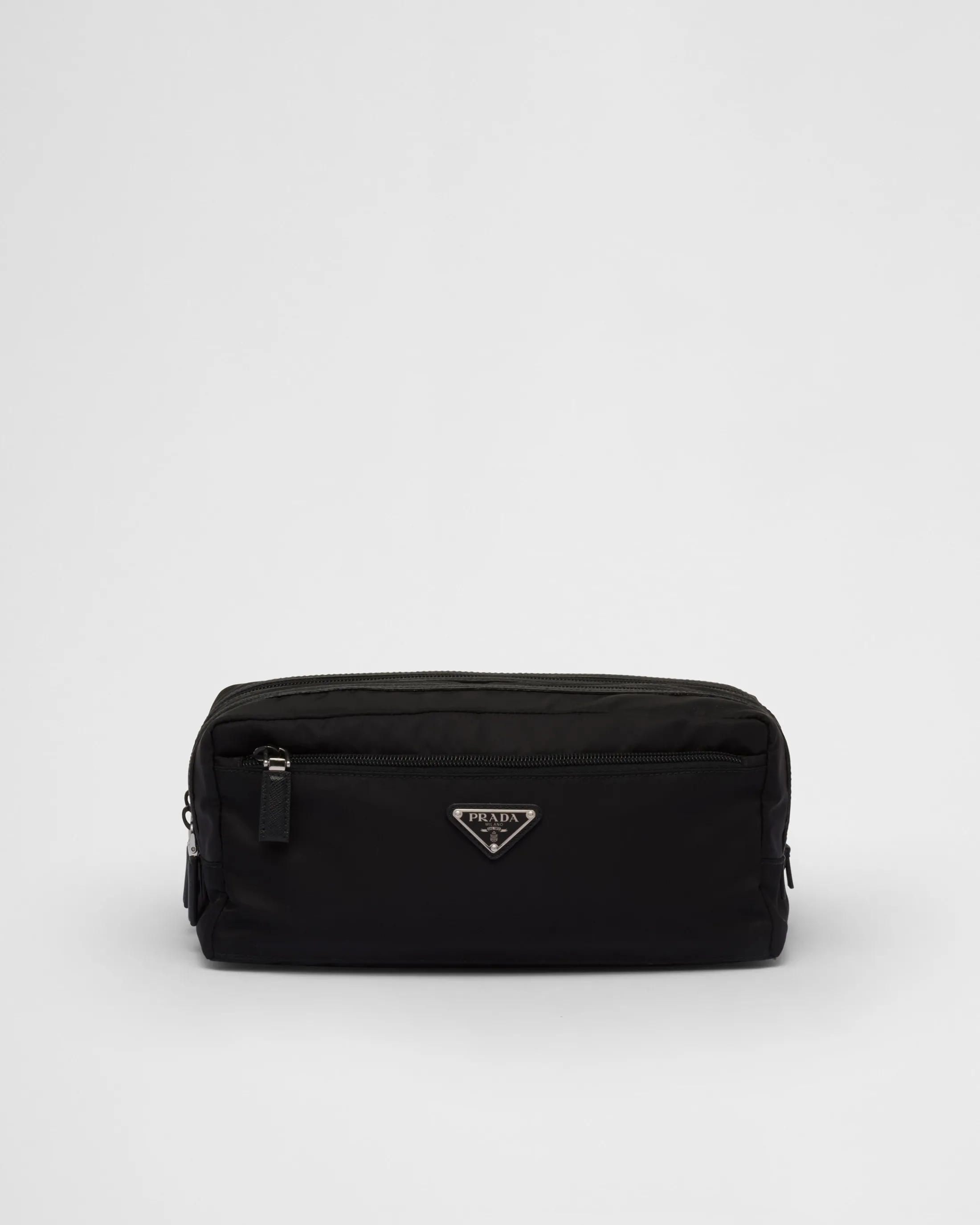 Prada Re-Nylon and Saffiano leather travel pouch Black Outlet