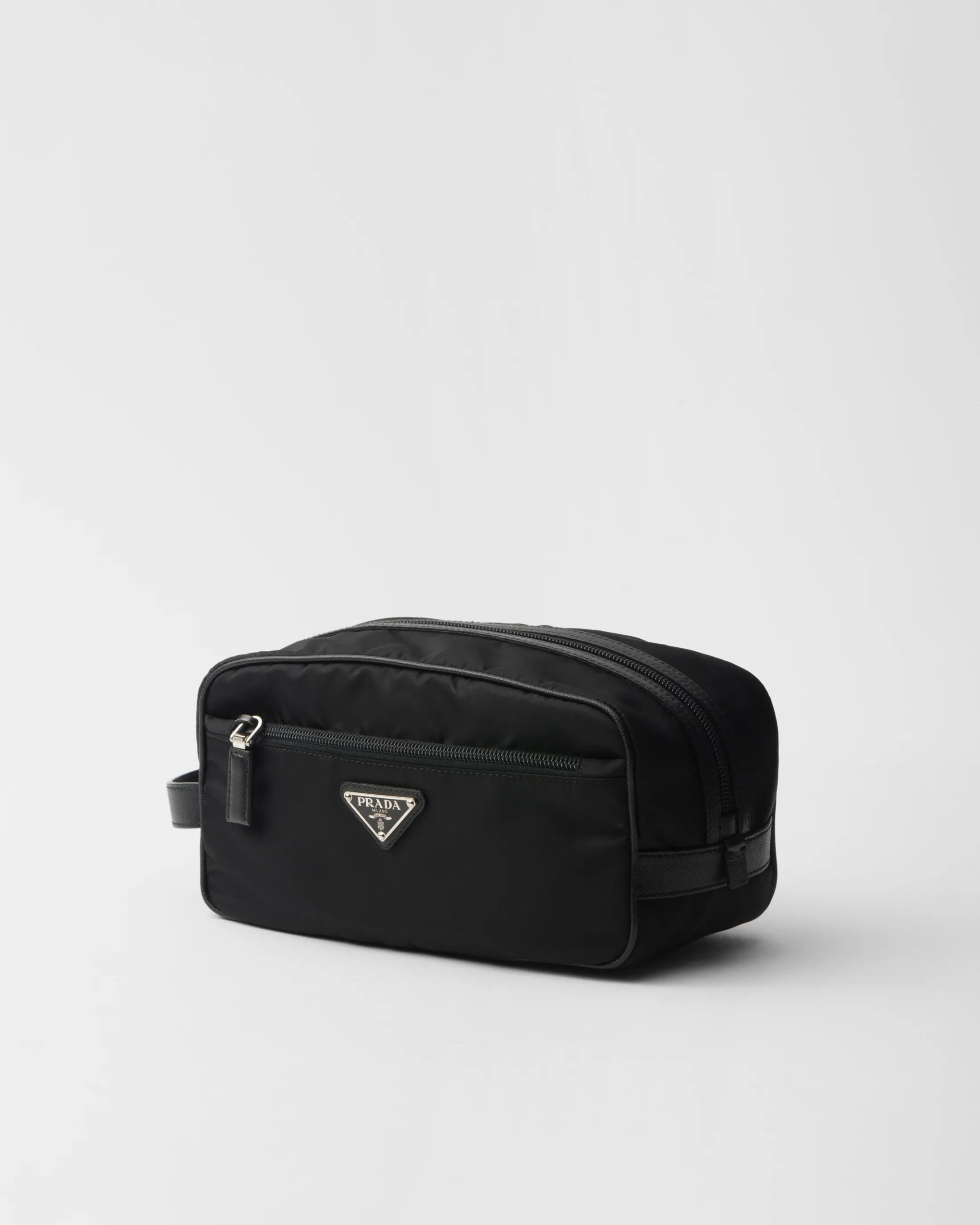 Prada Re-Nylon and Saffiano leather travel pouch Black Store