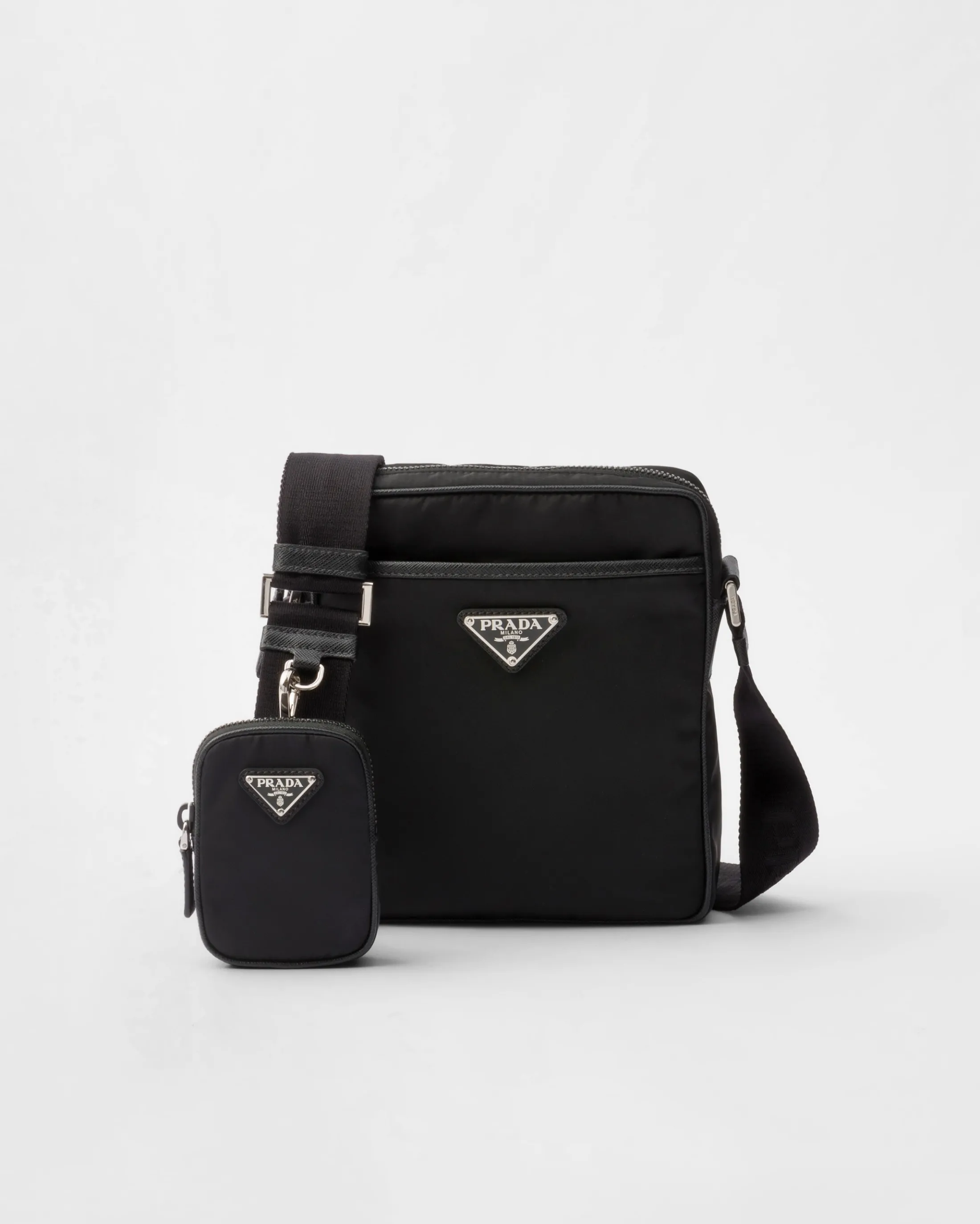 Prada Re-Nylon and Saffiano shoulder bag Black Hot