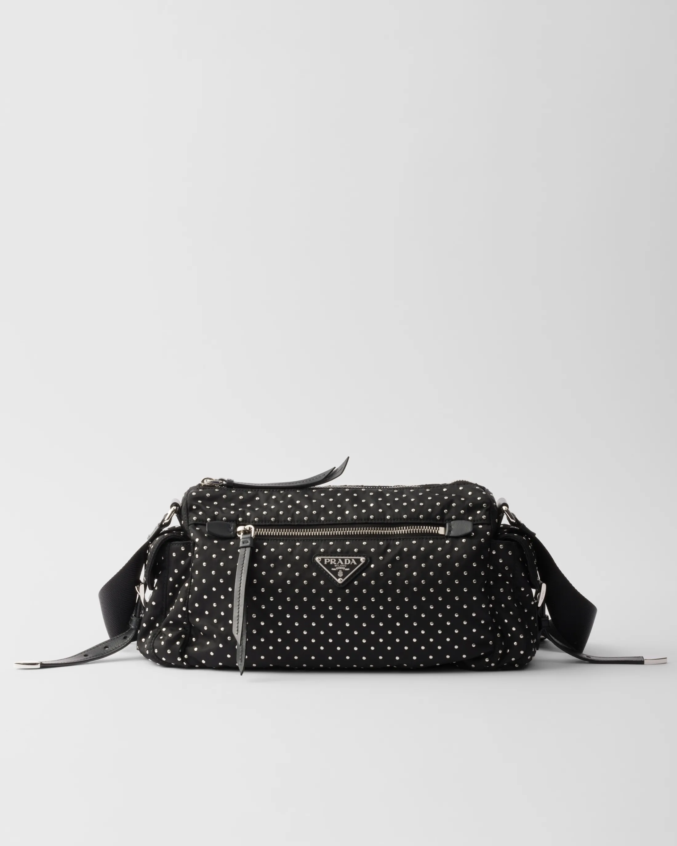 Prada Re-Nylon bag with studs Black New