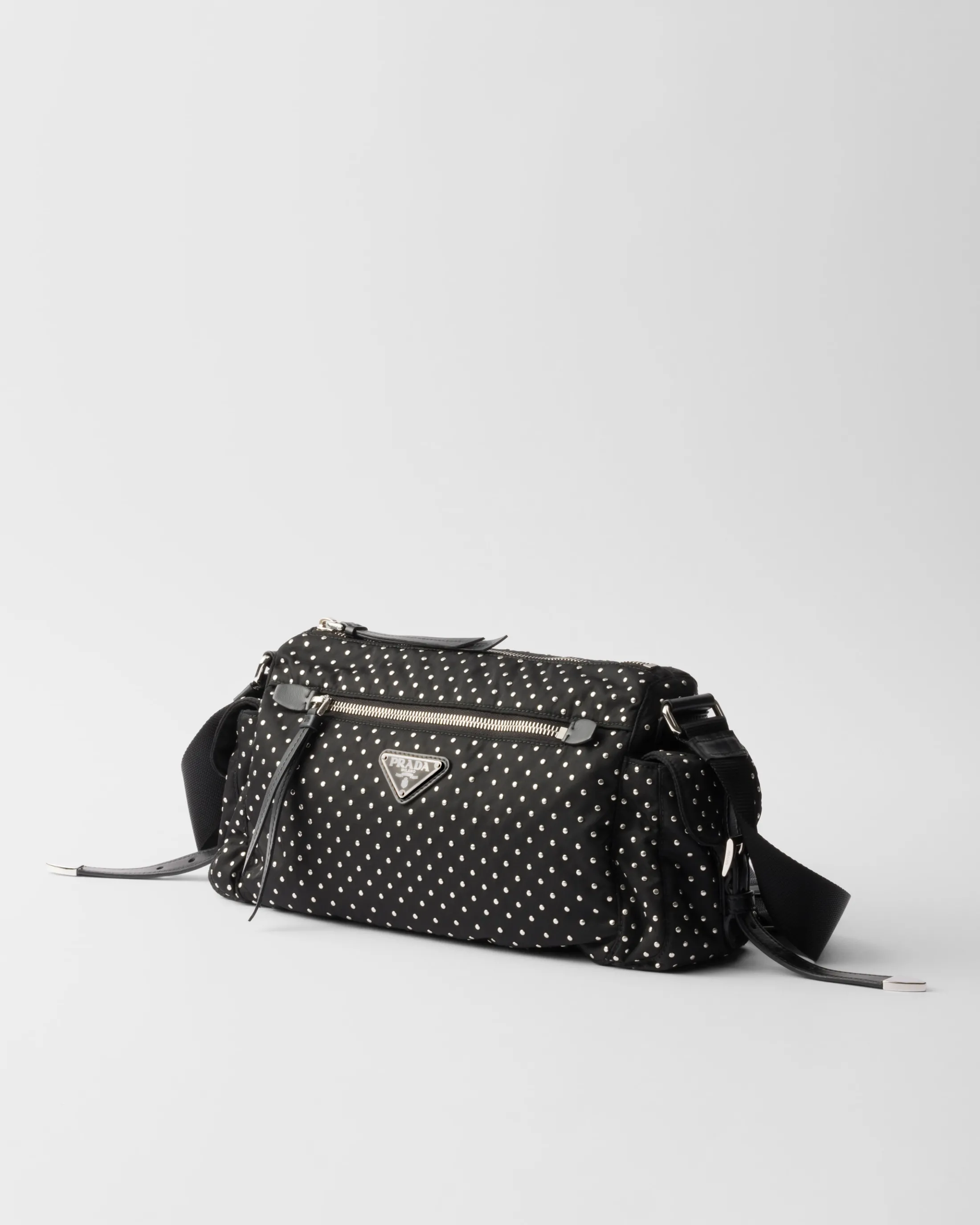 Prada Re-Nylon bag with studs Black New