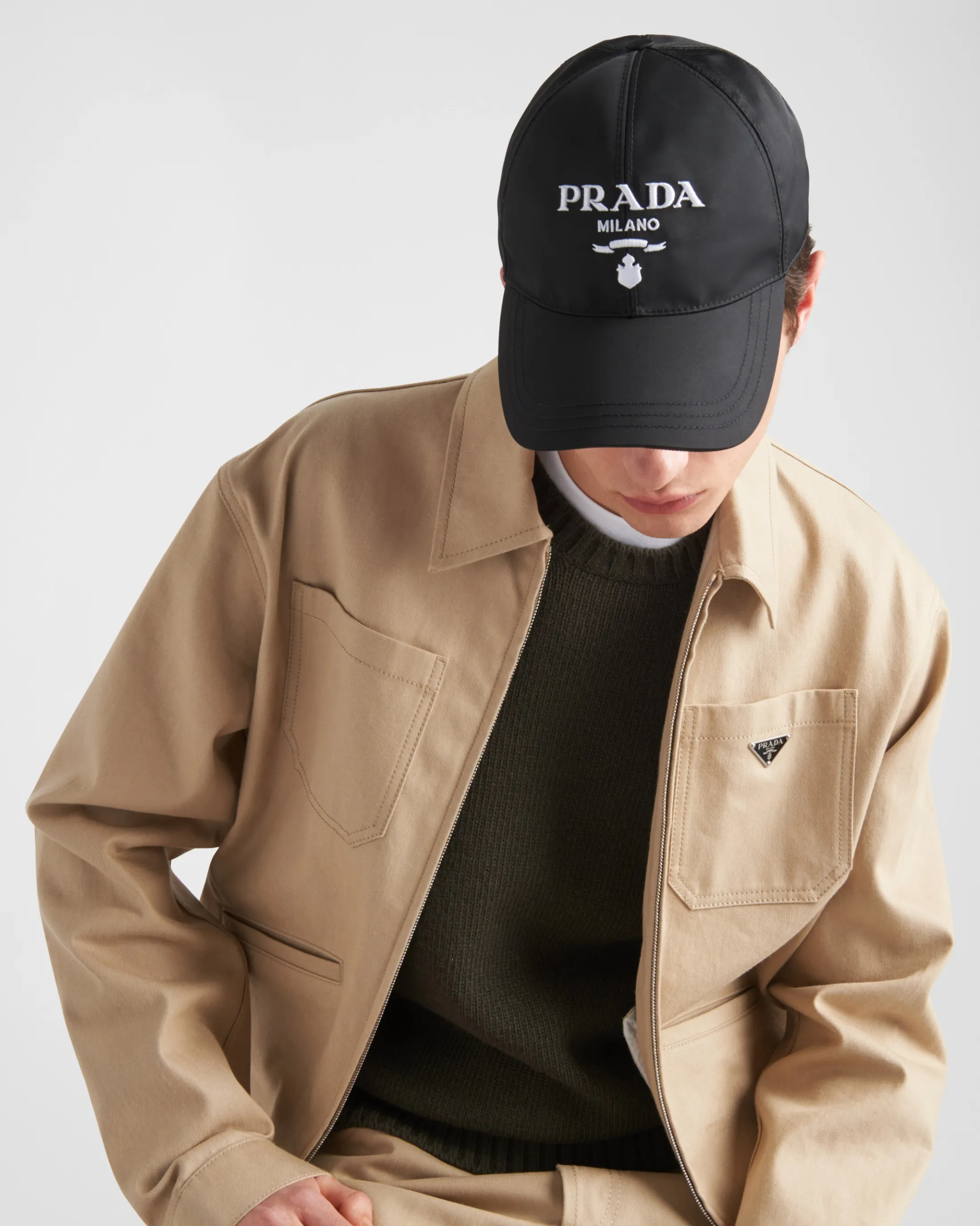 Prada Re-Nylon baseball cap Black/white Hot