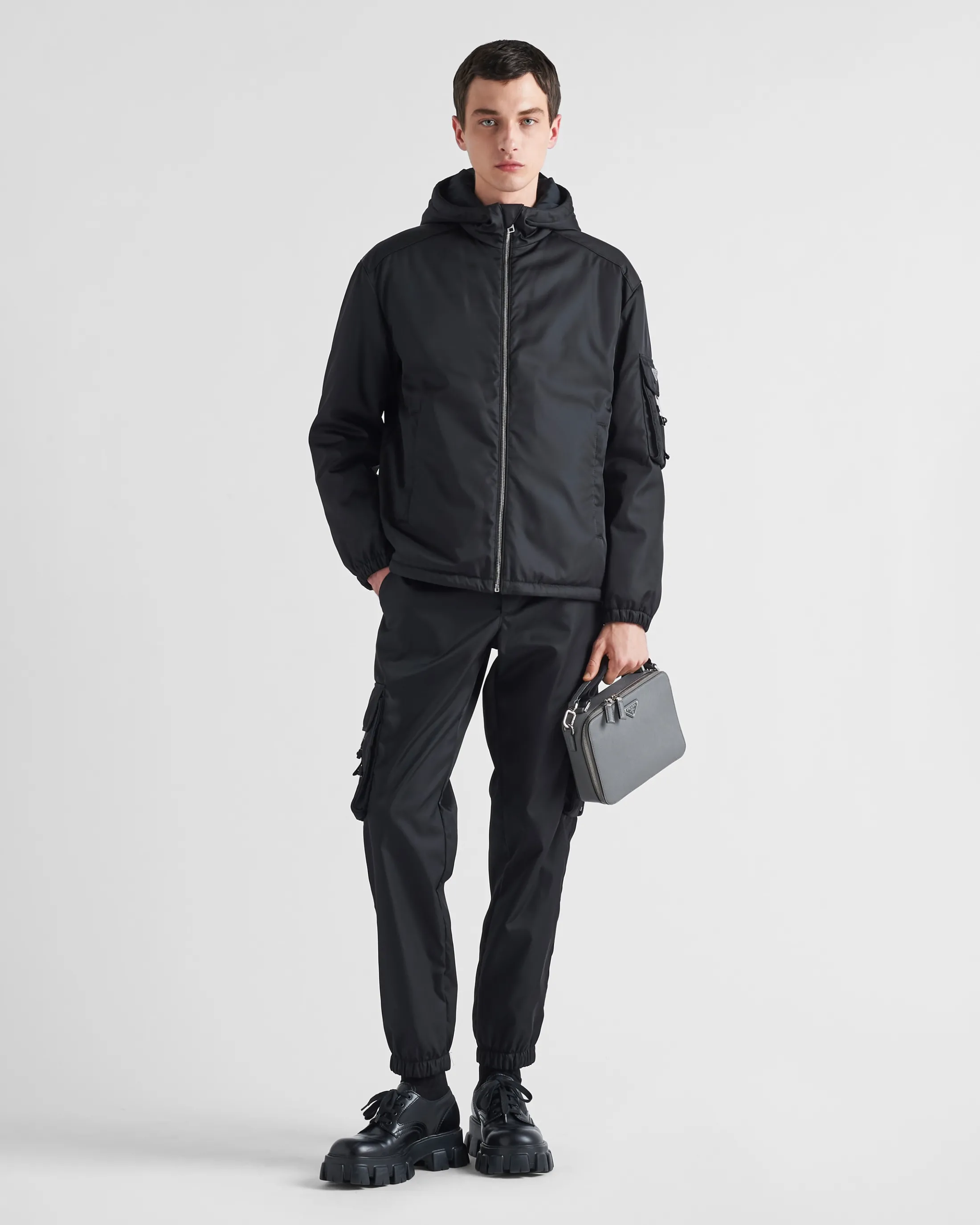 Prada Re-Nylon blouson jacket Black Outlet