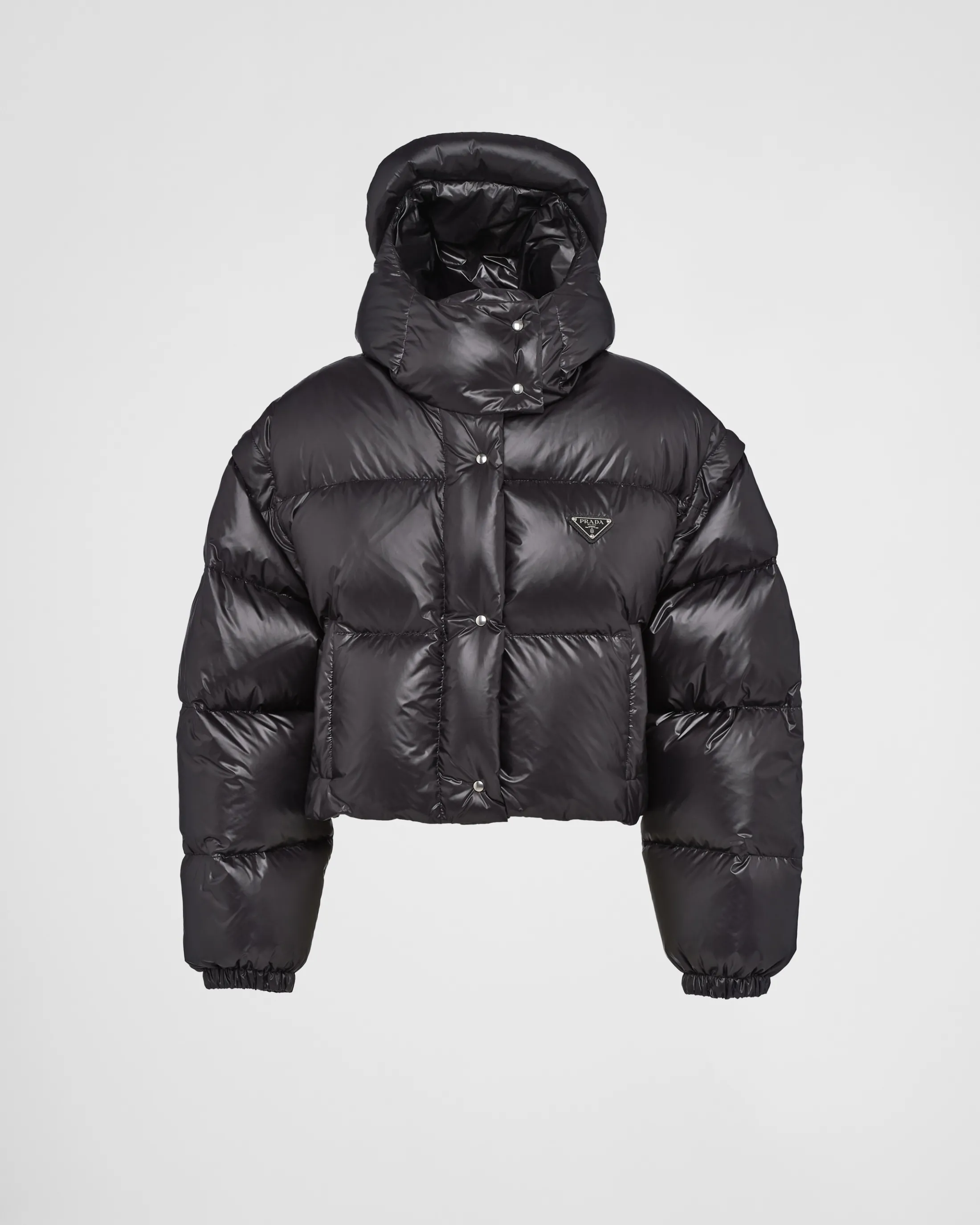 Prada Re-Nylon convertible cropped down jacket Black Outlet