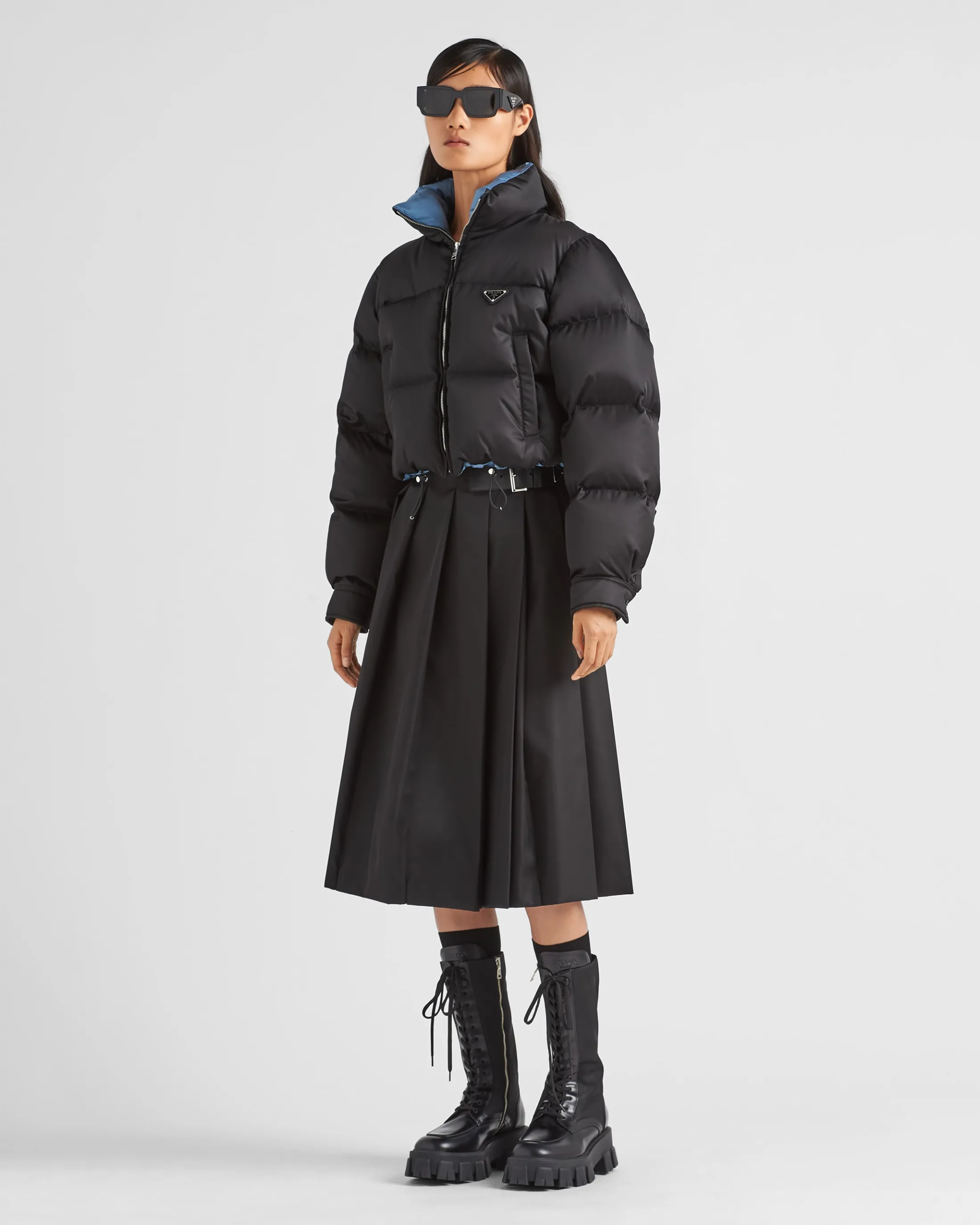 Prada Re-Nylon cropped down jacket Black Best