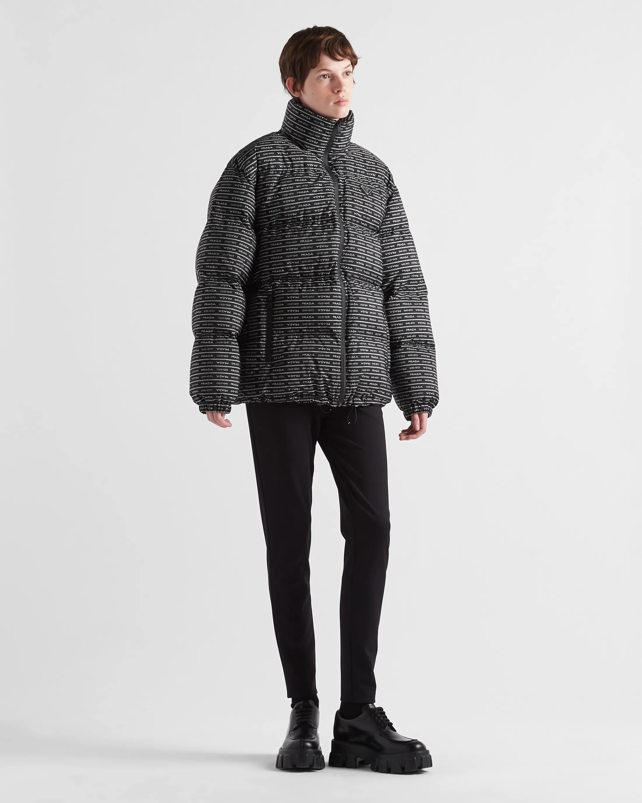 Prada Re-Nylon down jacket Black/white Best Sale