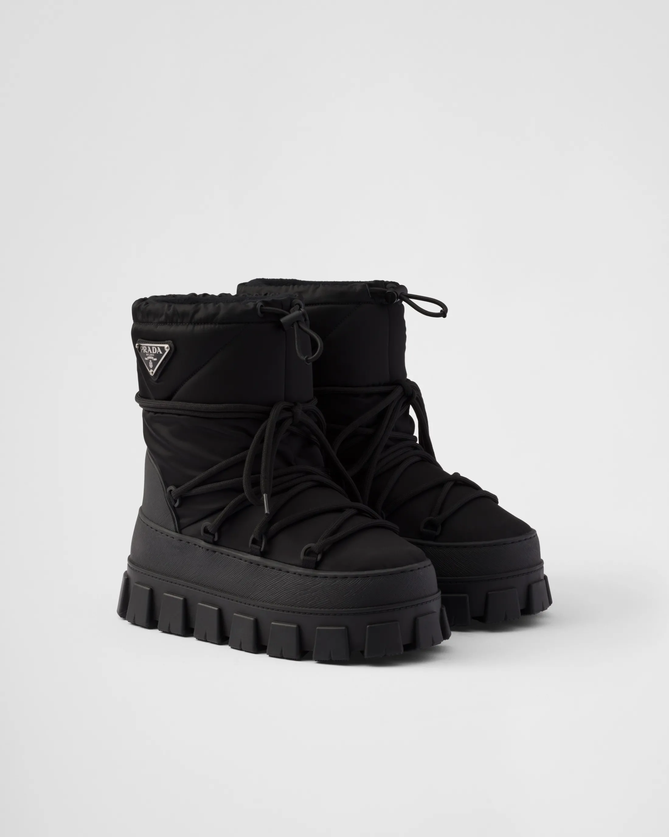 Prada Re-Nylon gabardine après-ski boots Black New