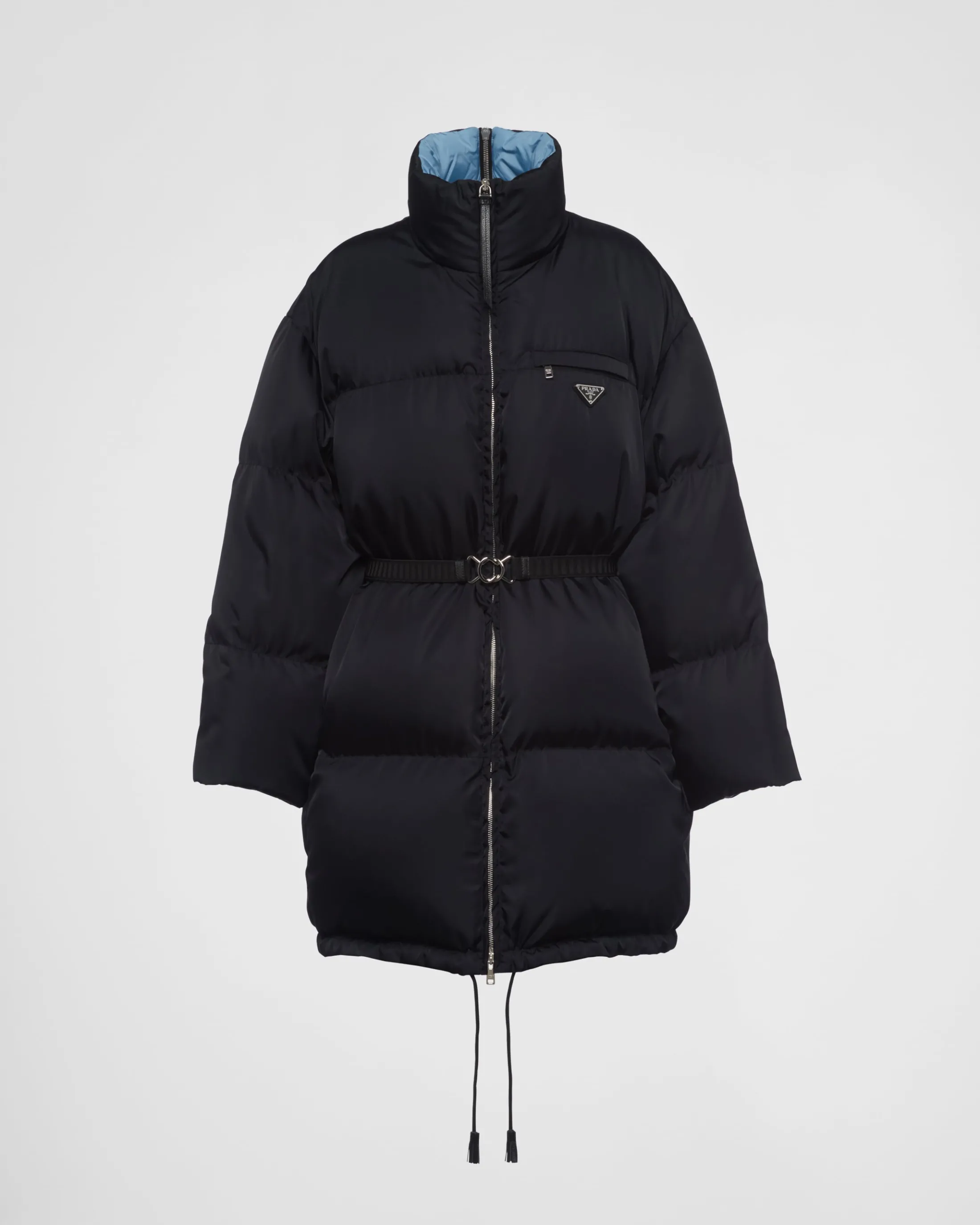 Prada Re-Nylon Gabardine hooded down coat Black Clearance