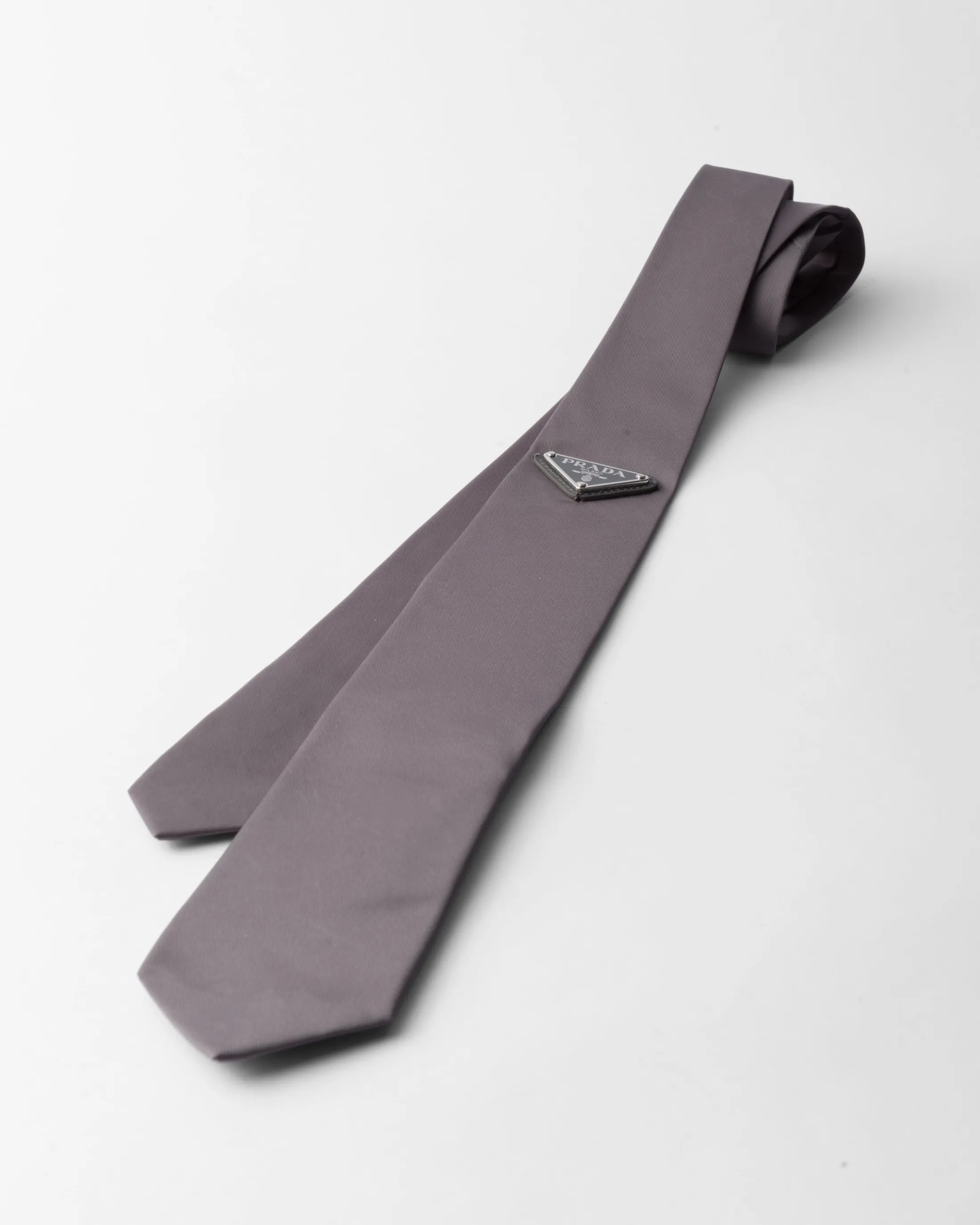 Prada Re-Nylon gabardine tie Irongray Clearance