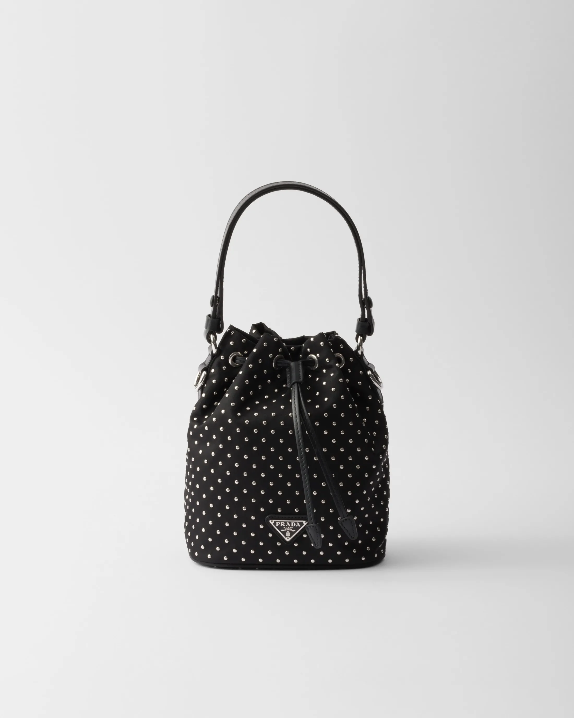 Prada Re-Nylon mini-bag with studs Black Cheap