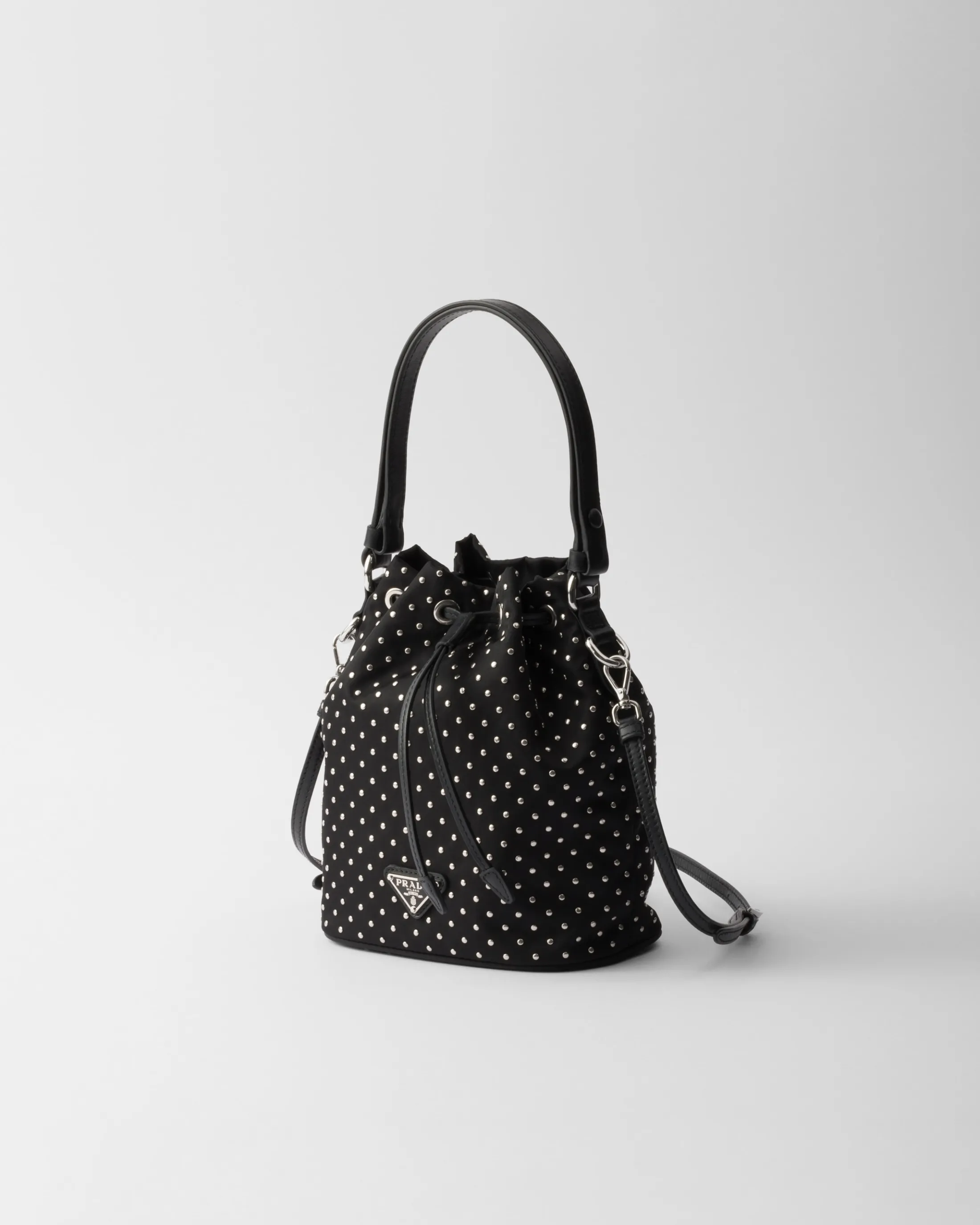 Prada Re-Nylon mini-bag with studs Black Cheap