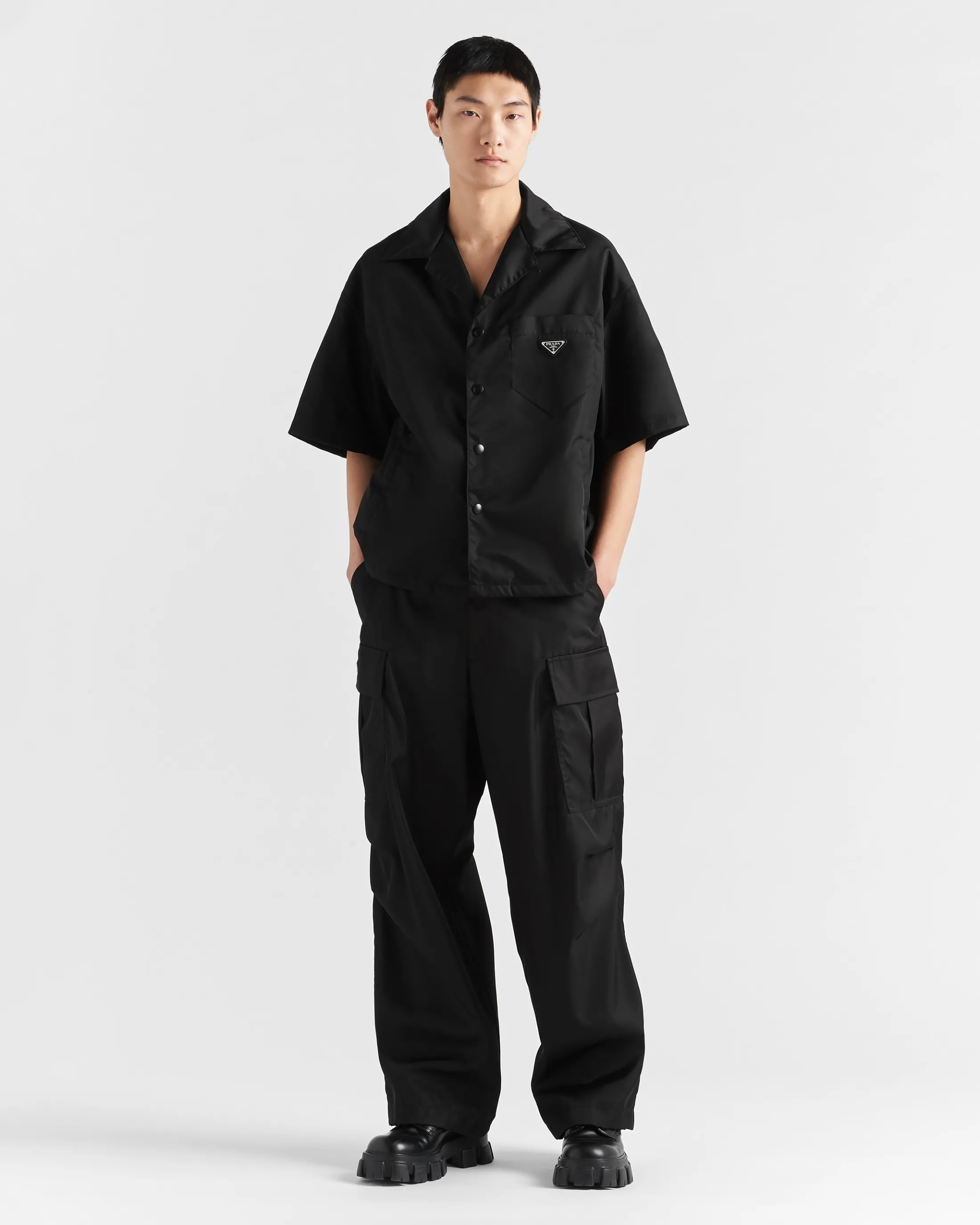 Prada Re-Nylon short-sleeved shirt Black Sale