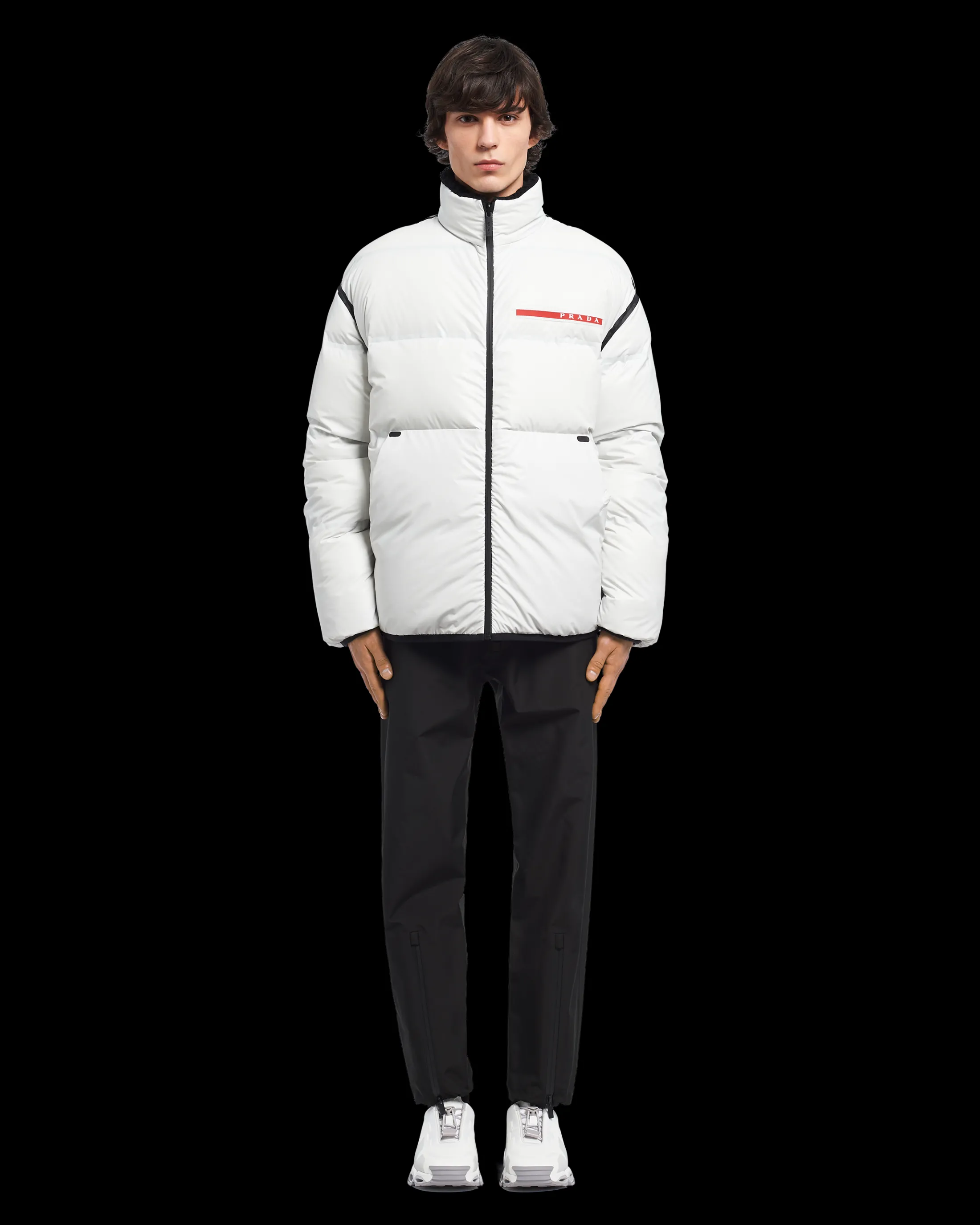 Prada Reversible cropped Light Re-Nylon down jacket Chalkwhite Outlet