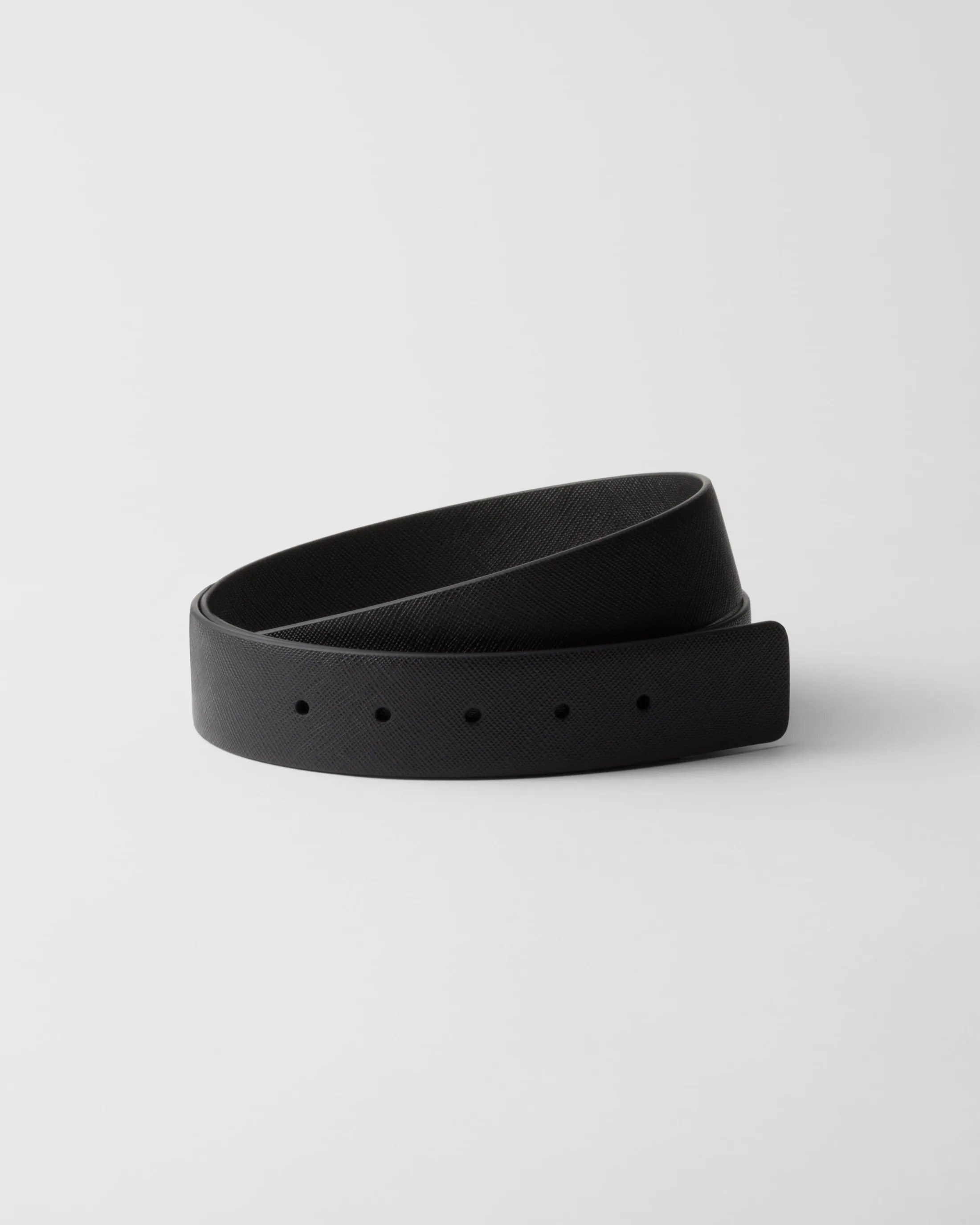 Prada Reversible Saffiano leather belt strap Black Hot