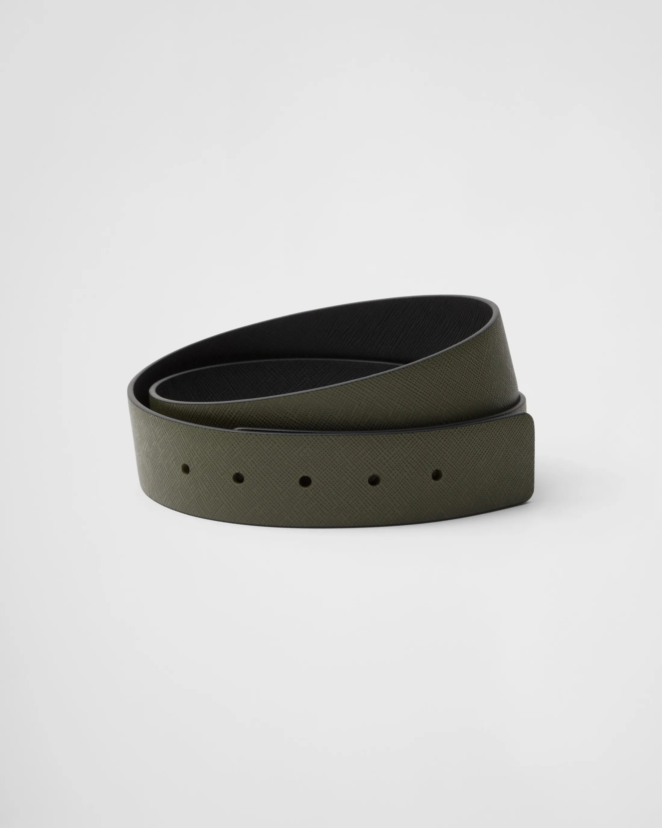 Prada Reversible Saffiano leather belt strap Loden/black Outlet