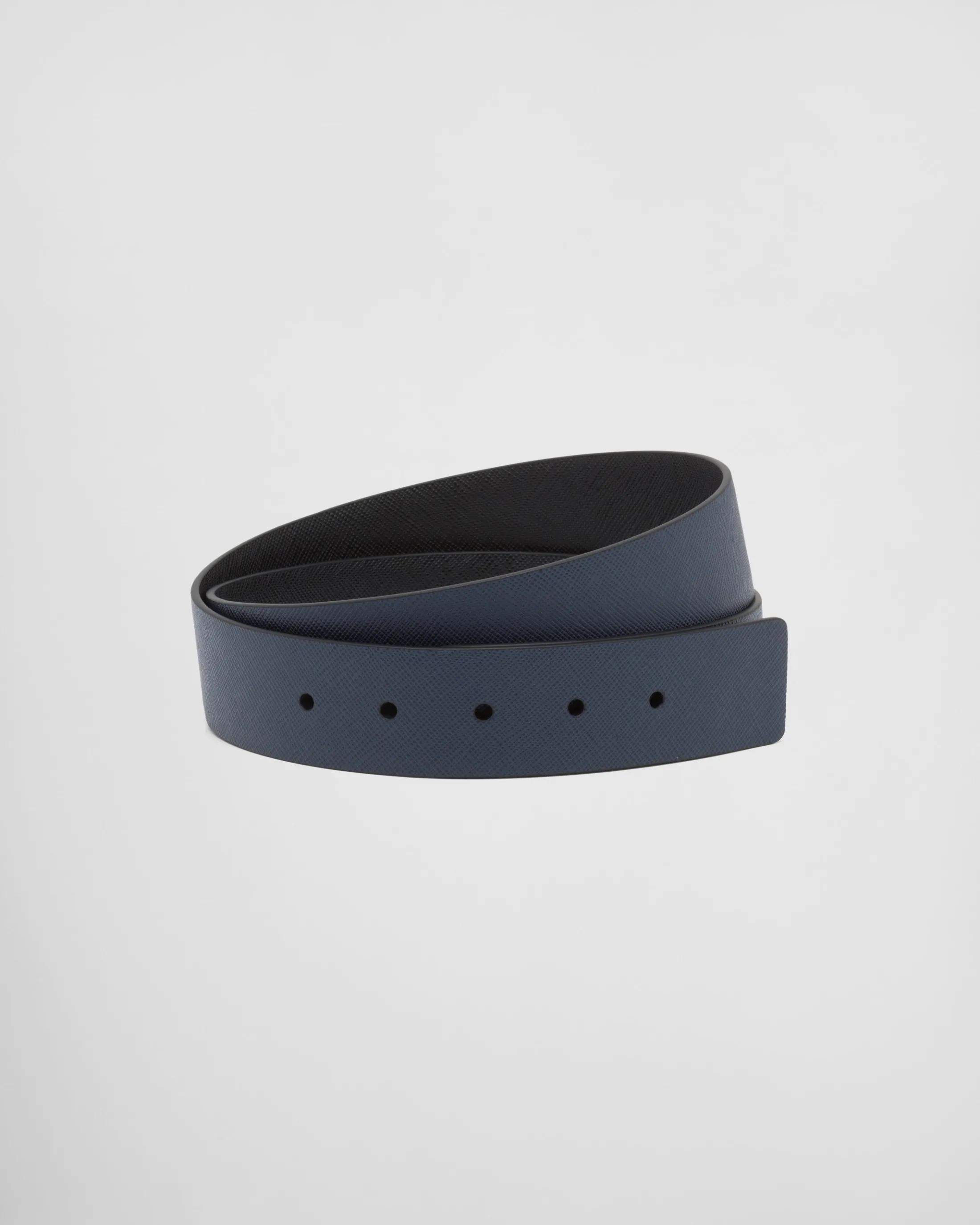 Prada Reversible Saffiano leather belt strap Bluette/black Best