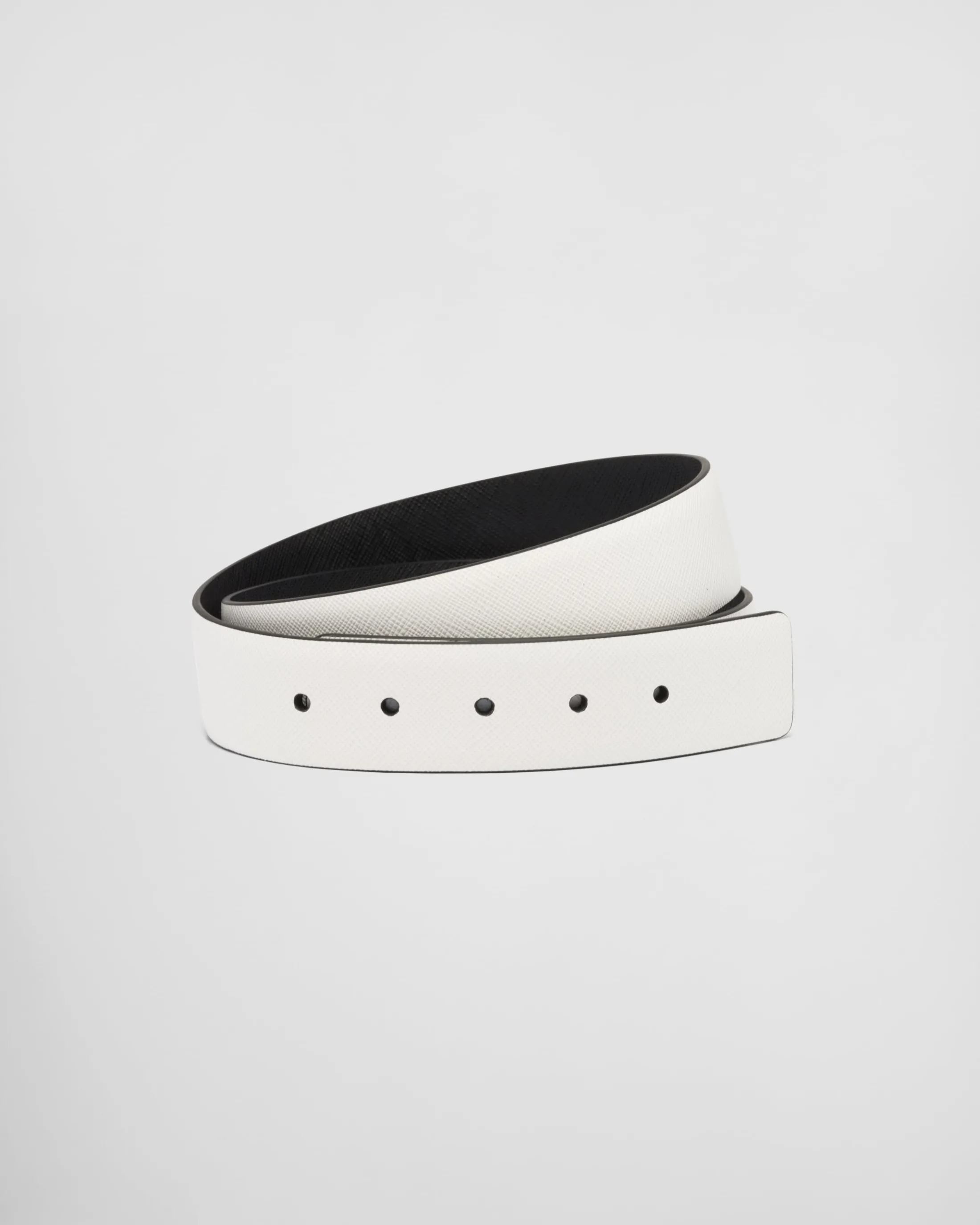 Prada Reversible Saffiano leather belt strap White/black New