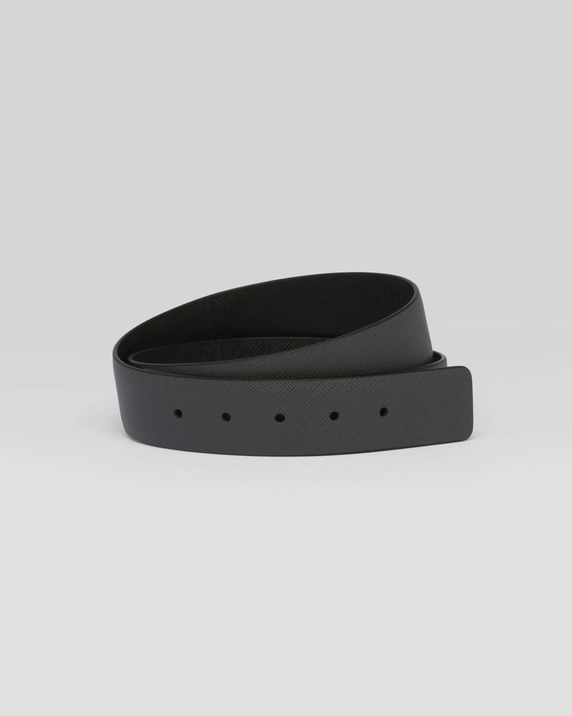 Prada Reversible Saffiano leather belt strap Anthracitegray/black Store