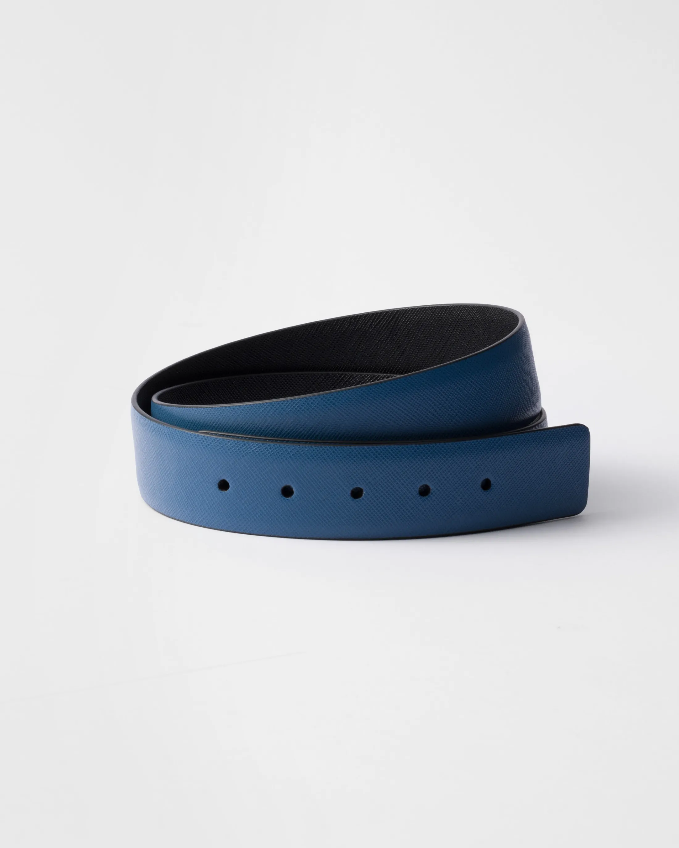 Prada Reversible Saffiano leather belt strap Airforceblue/black Store