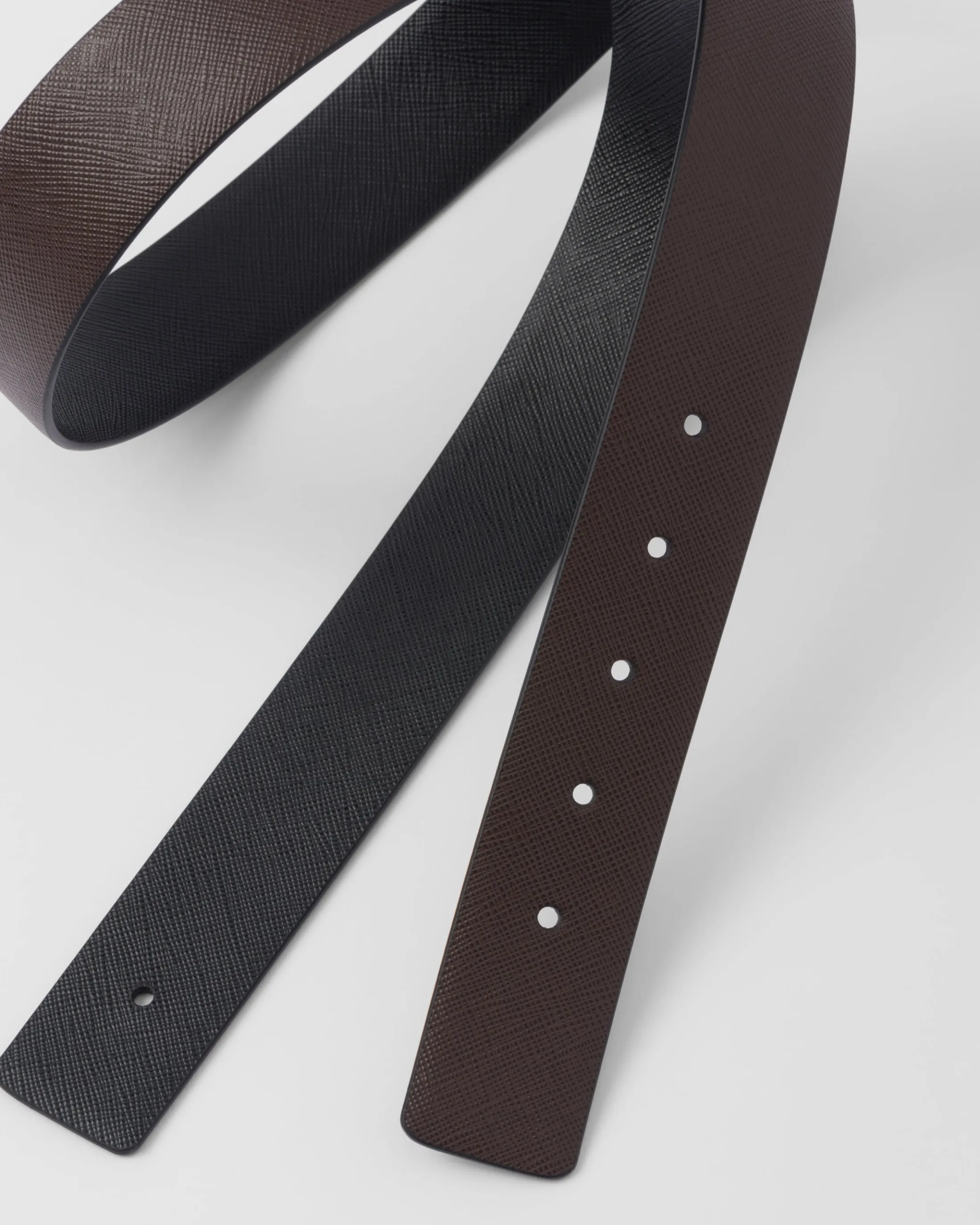 Prada Reversible Saffiano leather belt strap Coffee Cheap