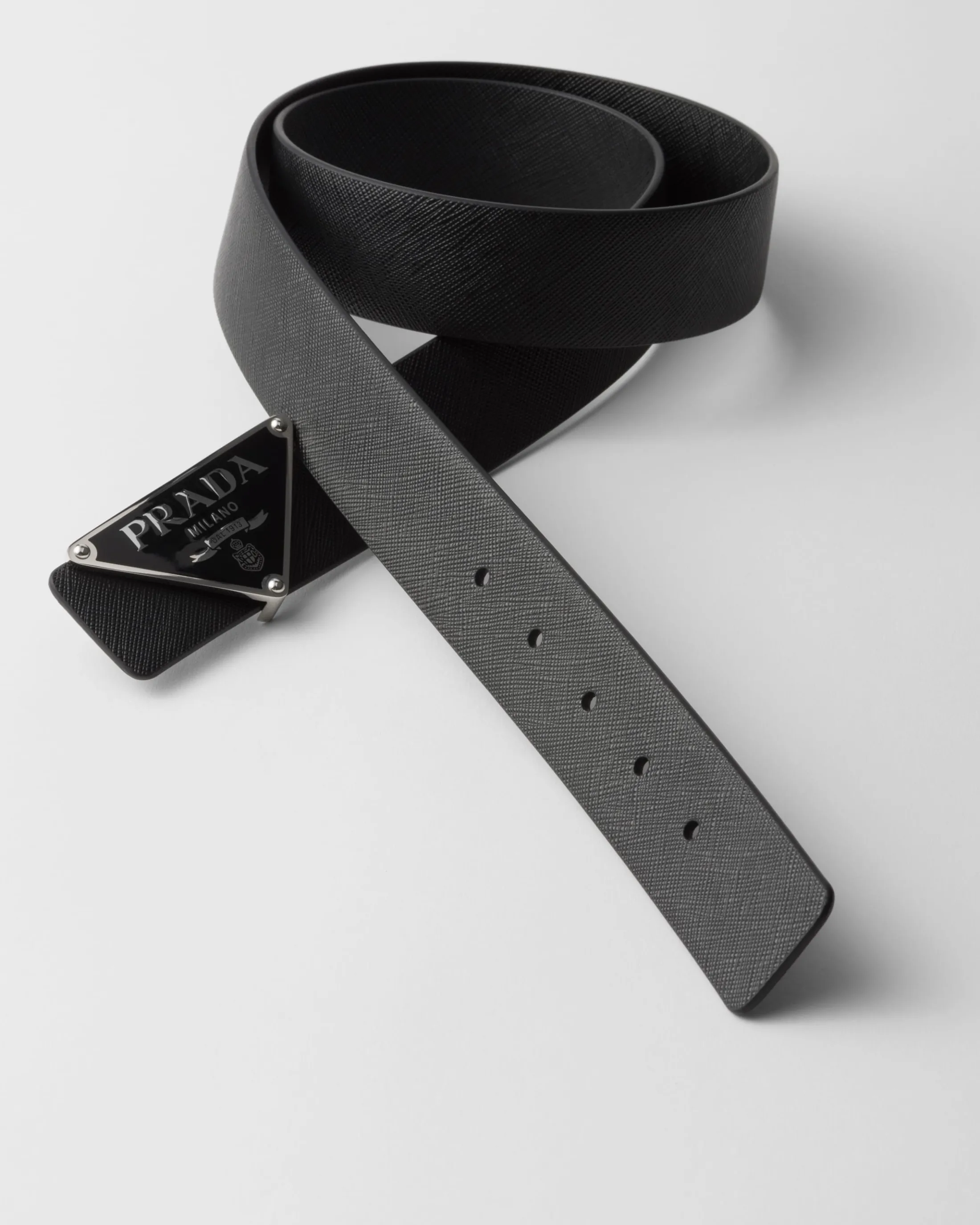 Prada Reversible Saffiano leather belt strap Black Hot