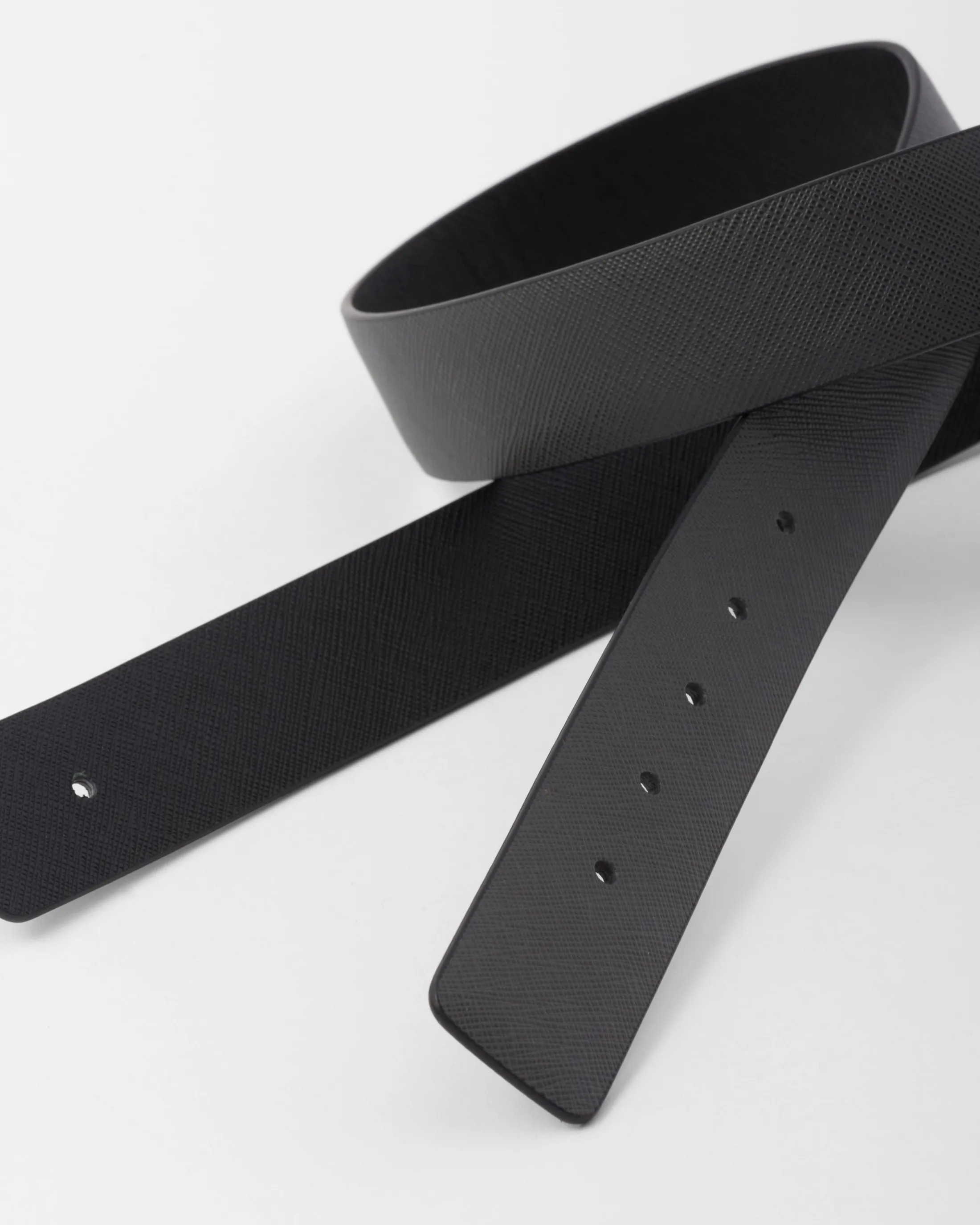 Prada Reversible Saffiano leather belt strap Anthracitegray/black Store