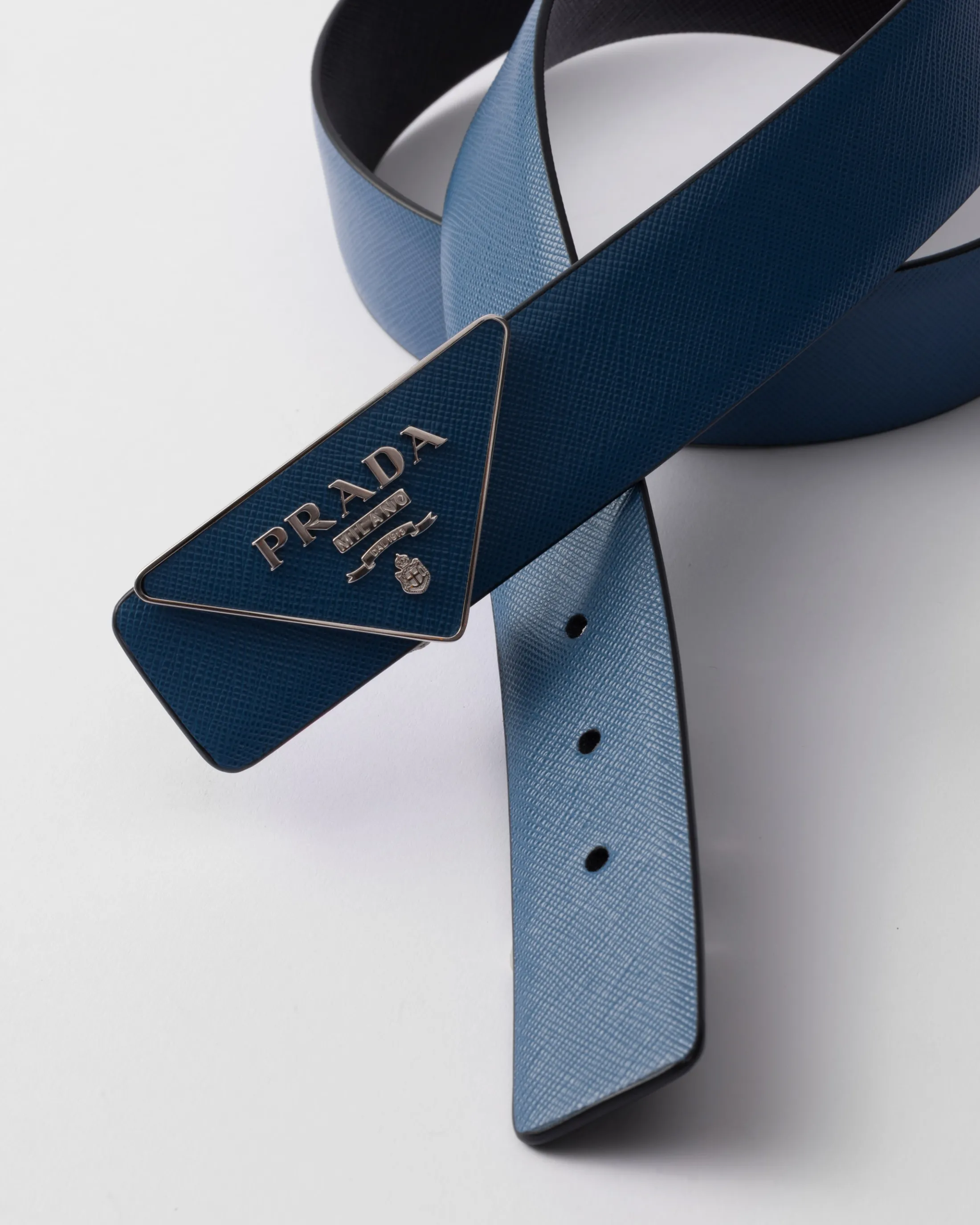 Prada Reversible Saffiano leather belt strap Airforceblue/black Store