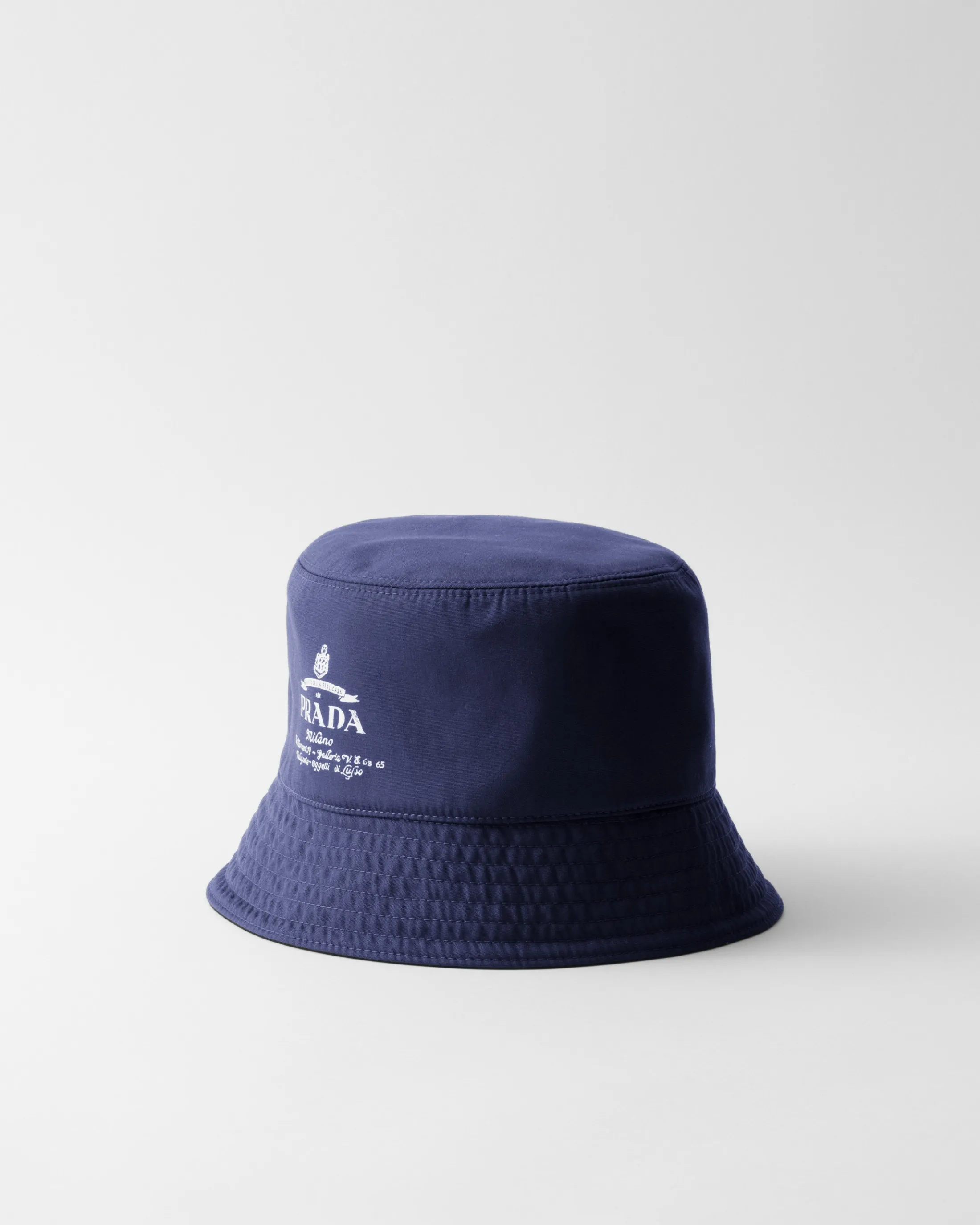 Prada Reversible technical cotton bucket hat Balticblue/black Clearance