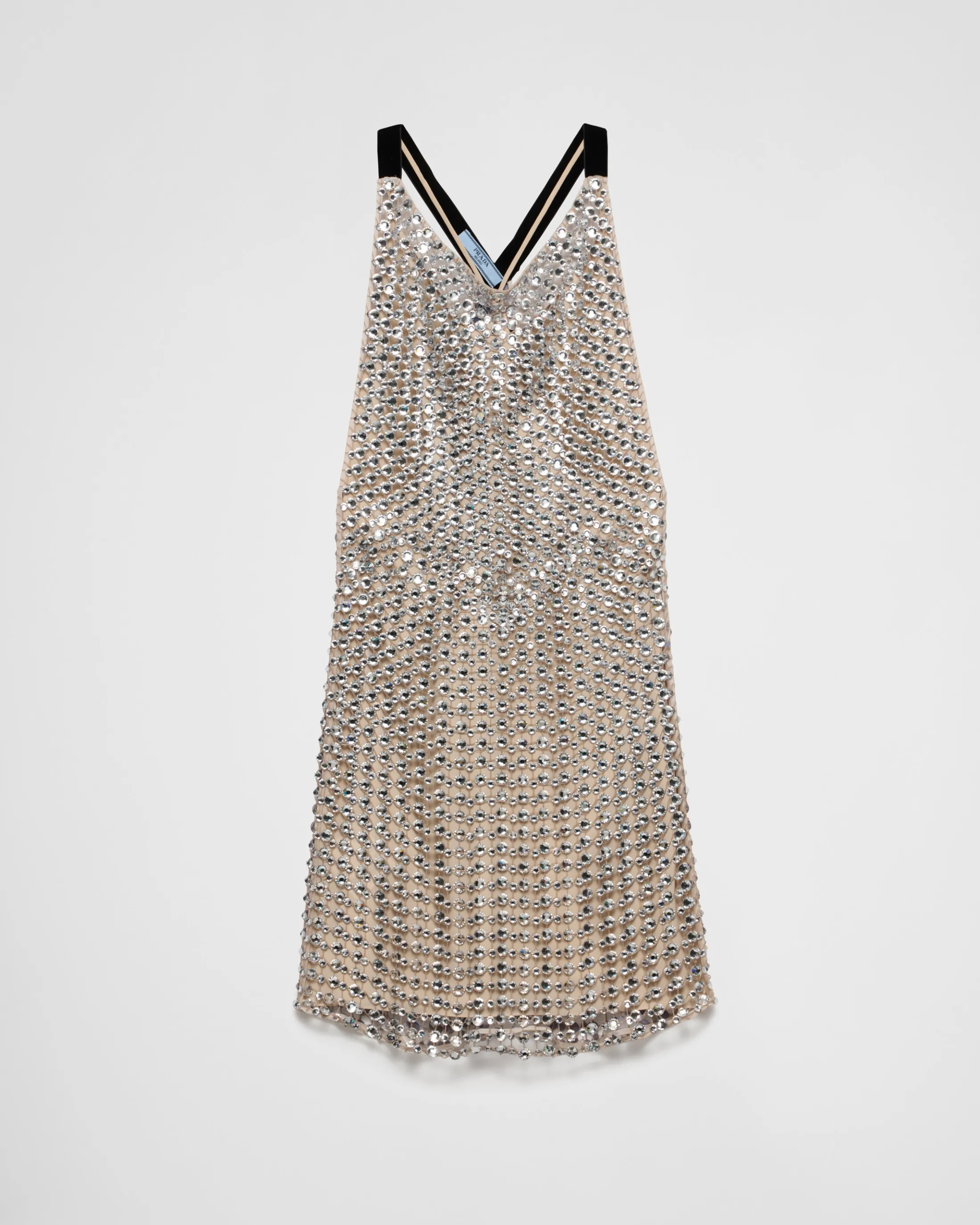 Prada Rhinestone net embroidered mini-dress Crystal Hot