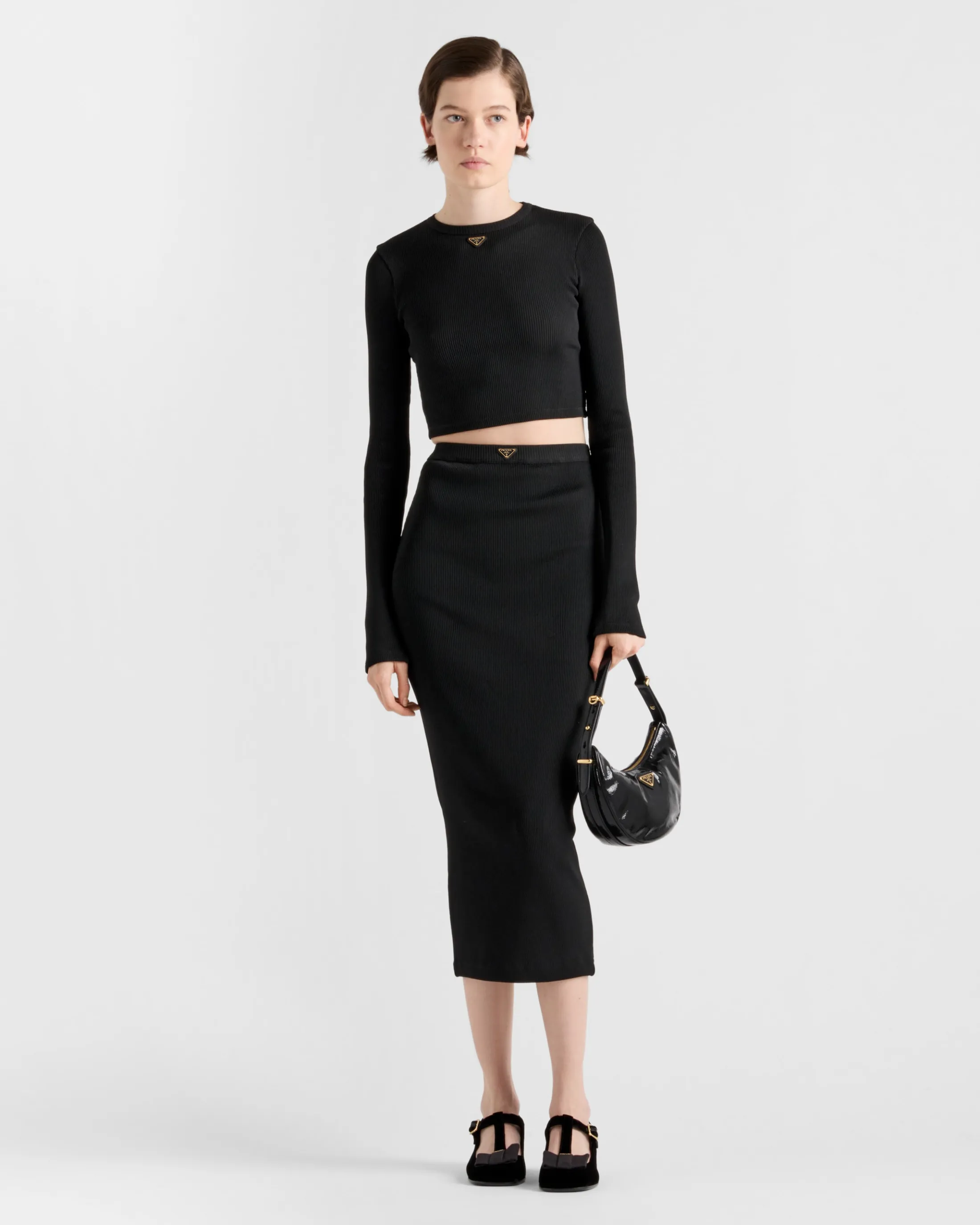 Prada Ribbed jersey skirt Black Best