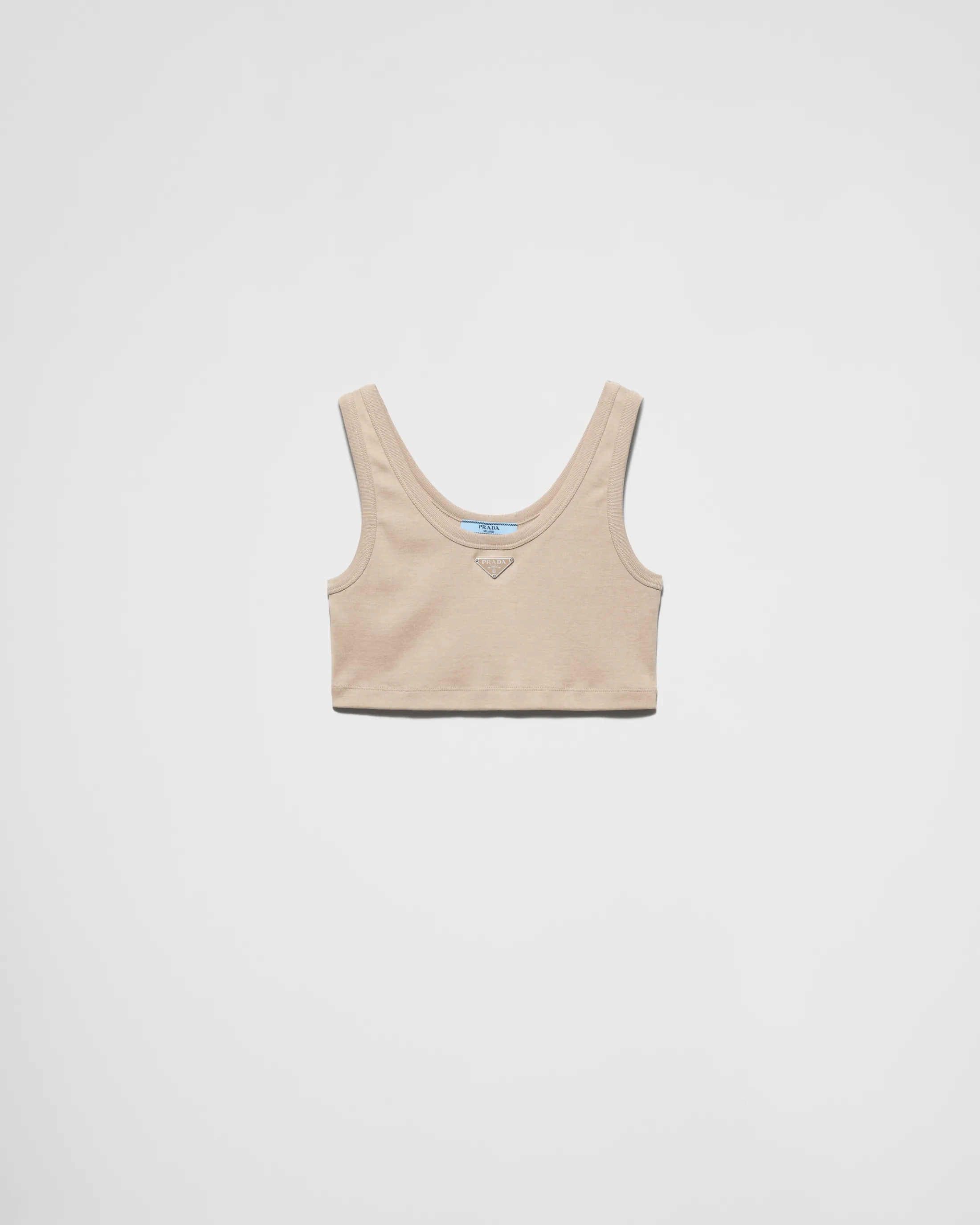 Prada Ribbed knit crop top Khaki Hot