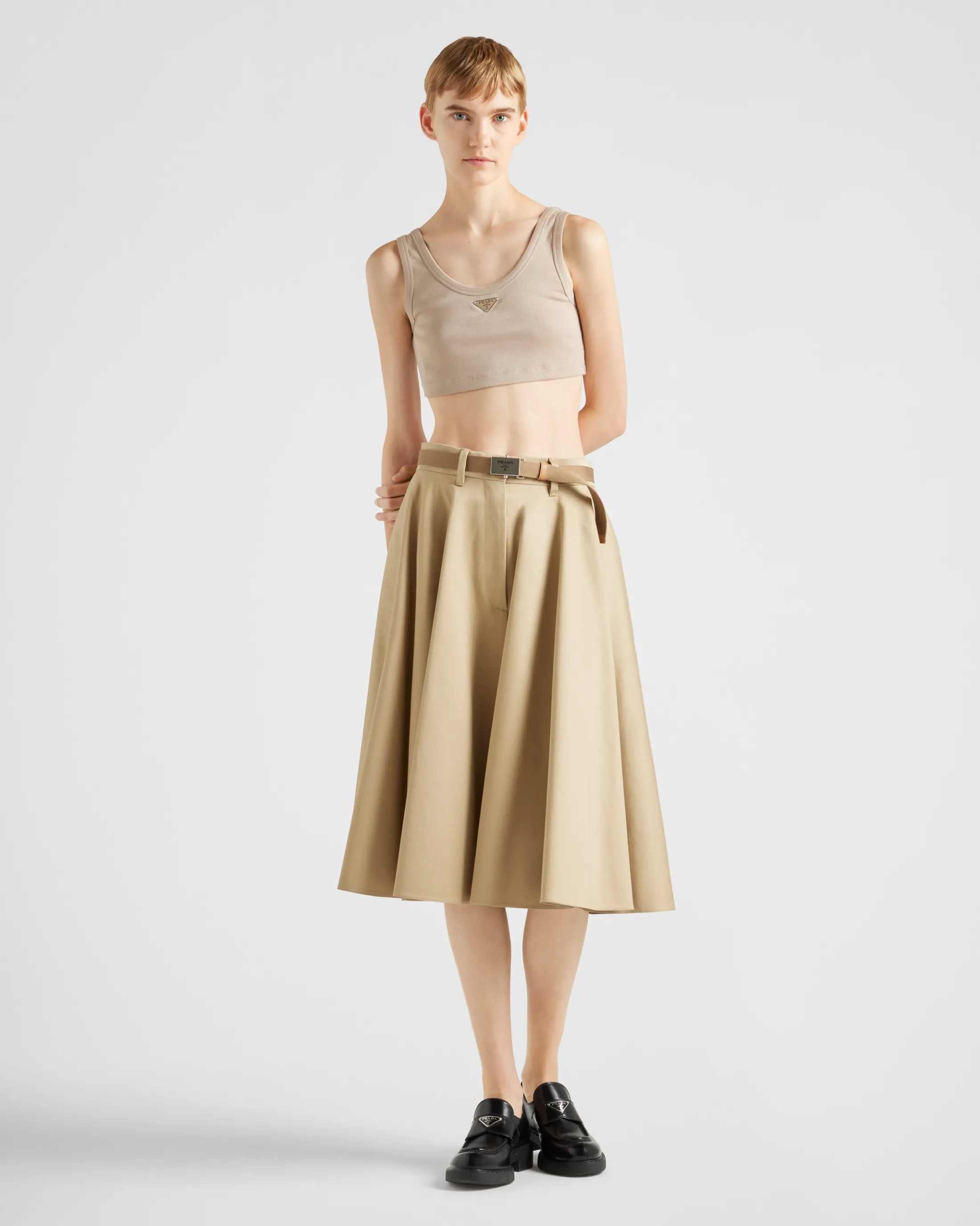 Prada Ribbed knit crop top Khaki Hot