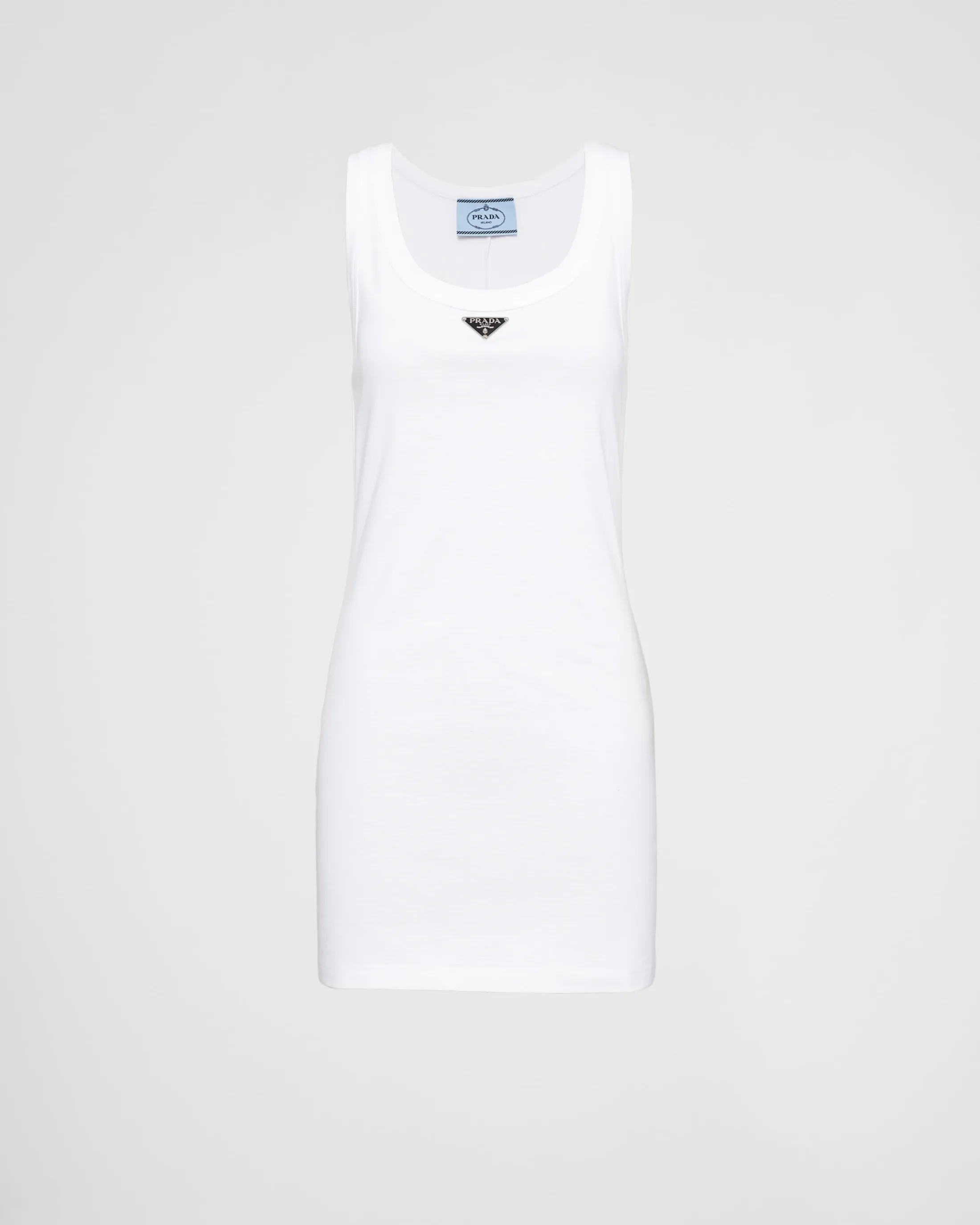 Prada Ribbed knit jersey dress White New