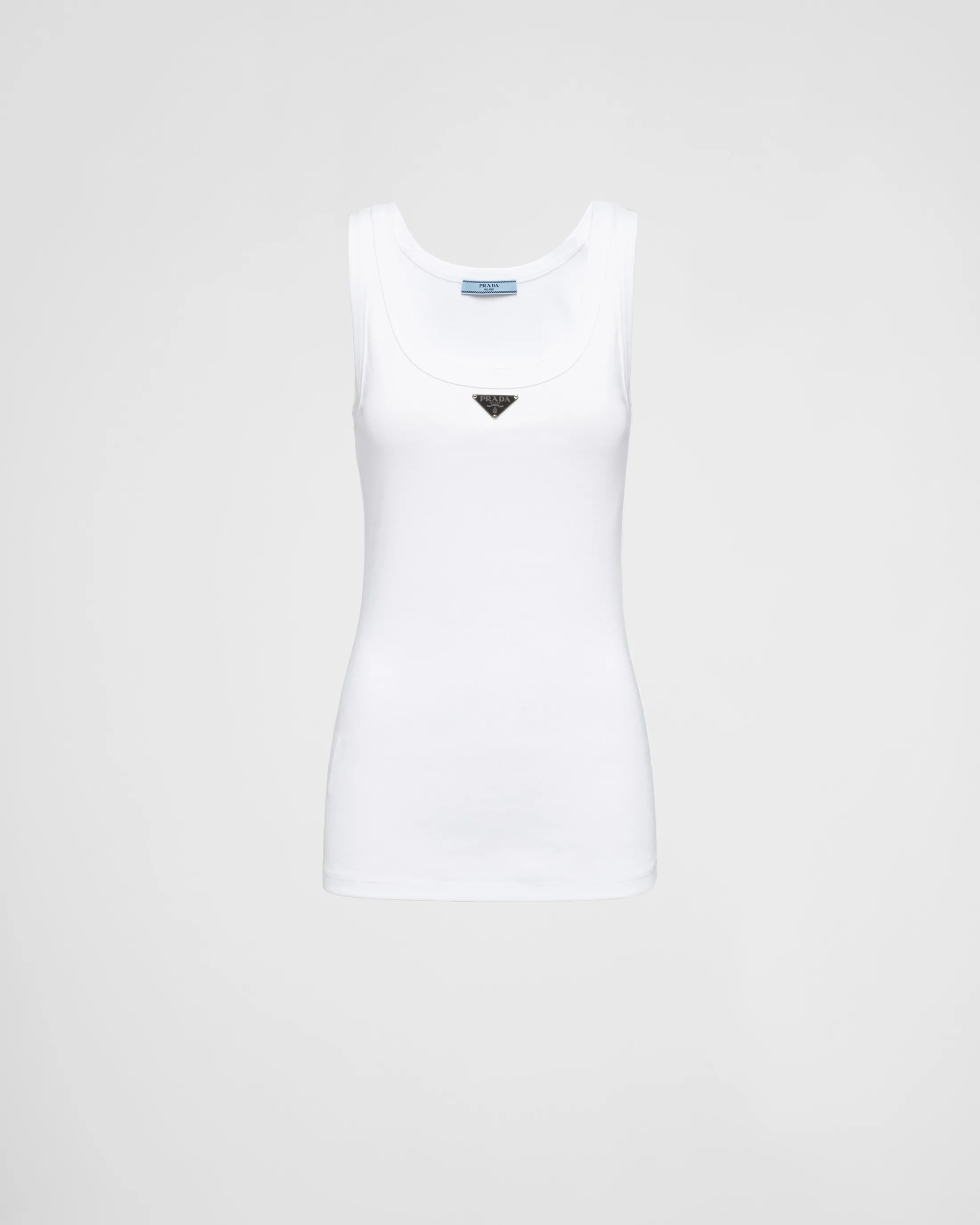 Prada Ribbed knit jersey tank top White Flash Sale