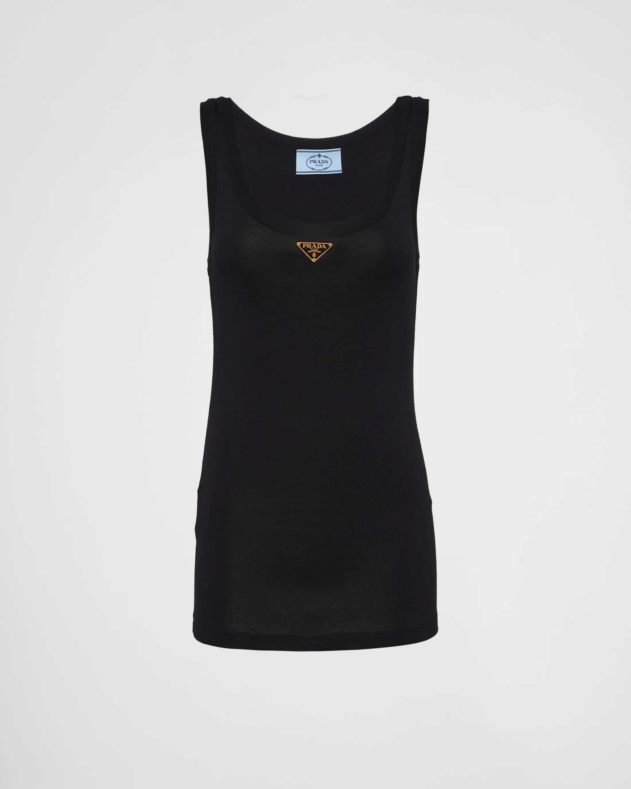 Prada Ribbed knit jersey tank top Black New