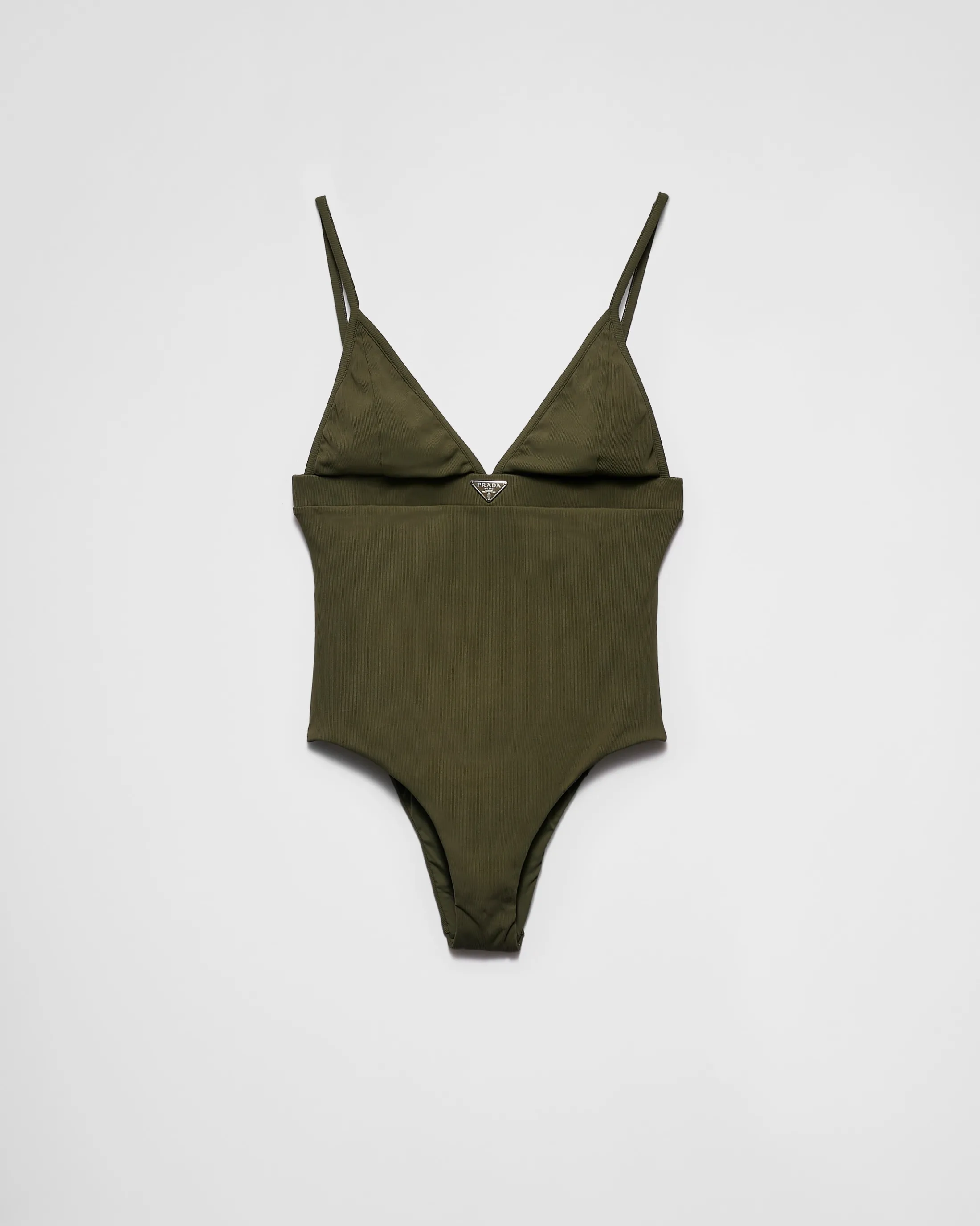 Prada Ribbed knit one-piece swimsuit Camouflagegreen Fashion