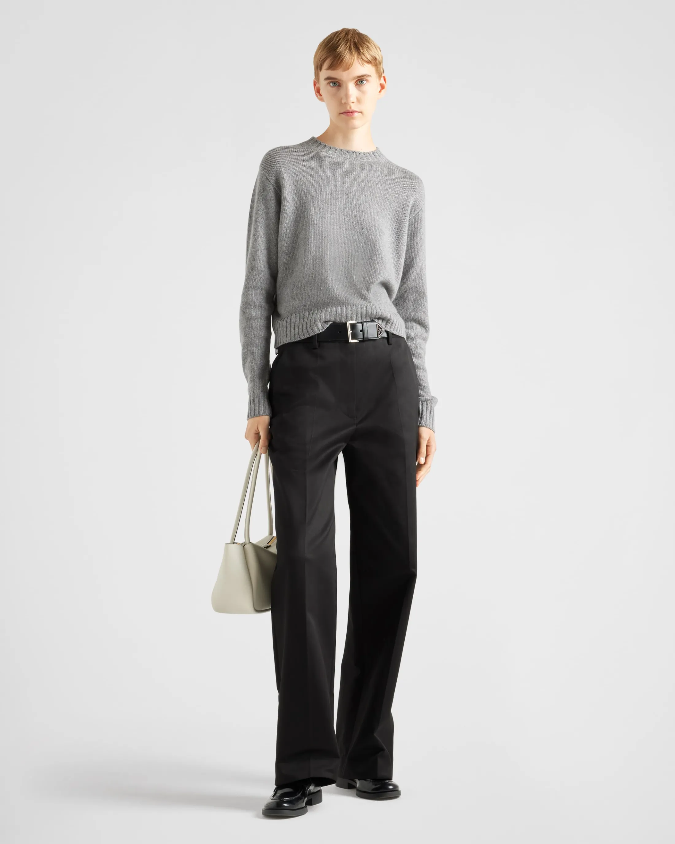 Prada Ribbed knit Re-Cashmere sweater Grey Cheap