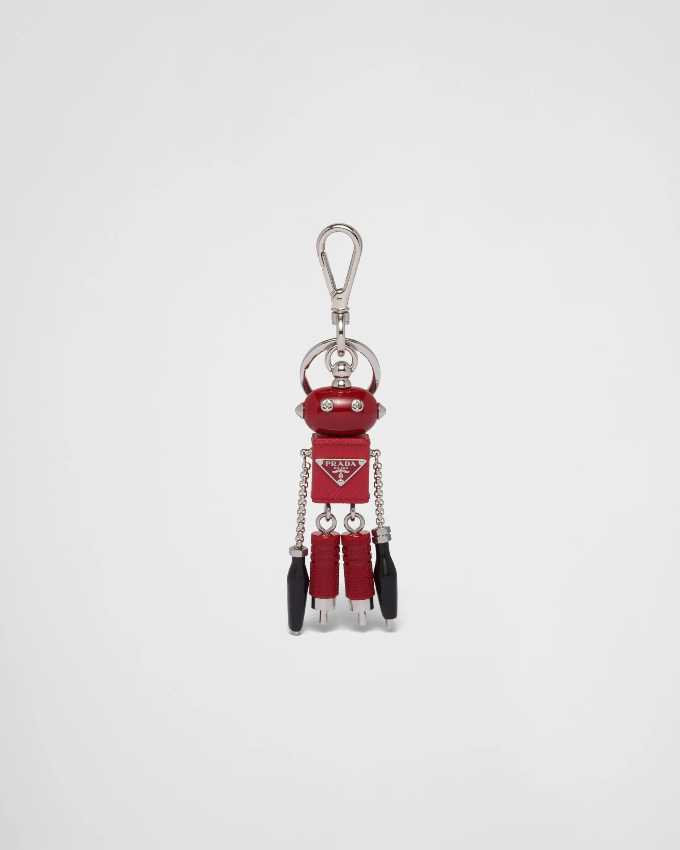 Prada Robot Saffiano leather bag charm Fieryred Clearance