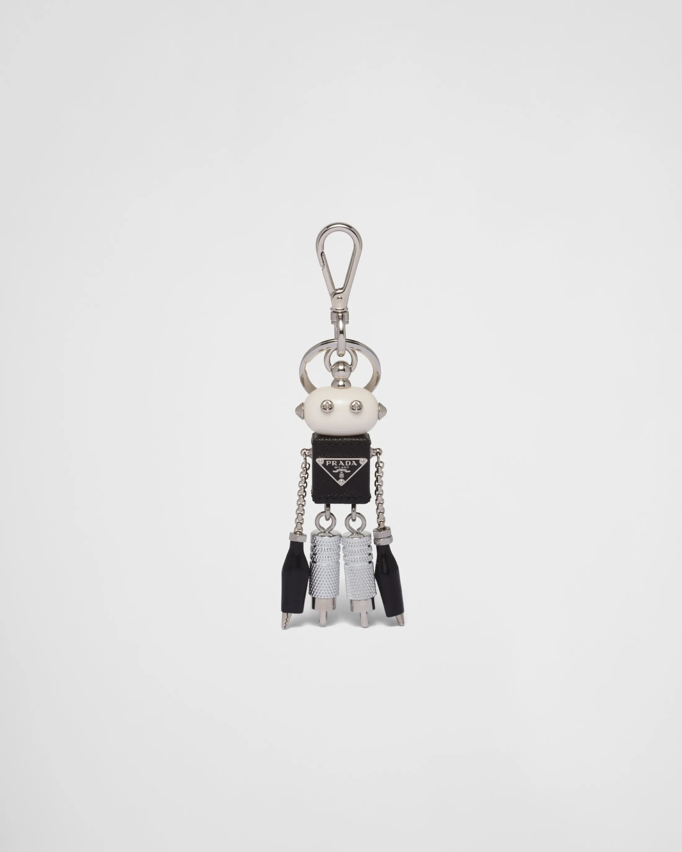 Prada Robot Saffiano leather bag charm Steel/black Shop