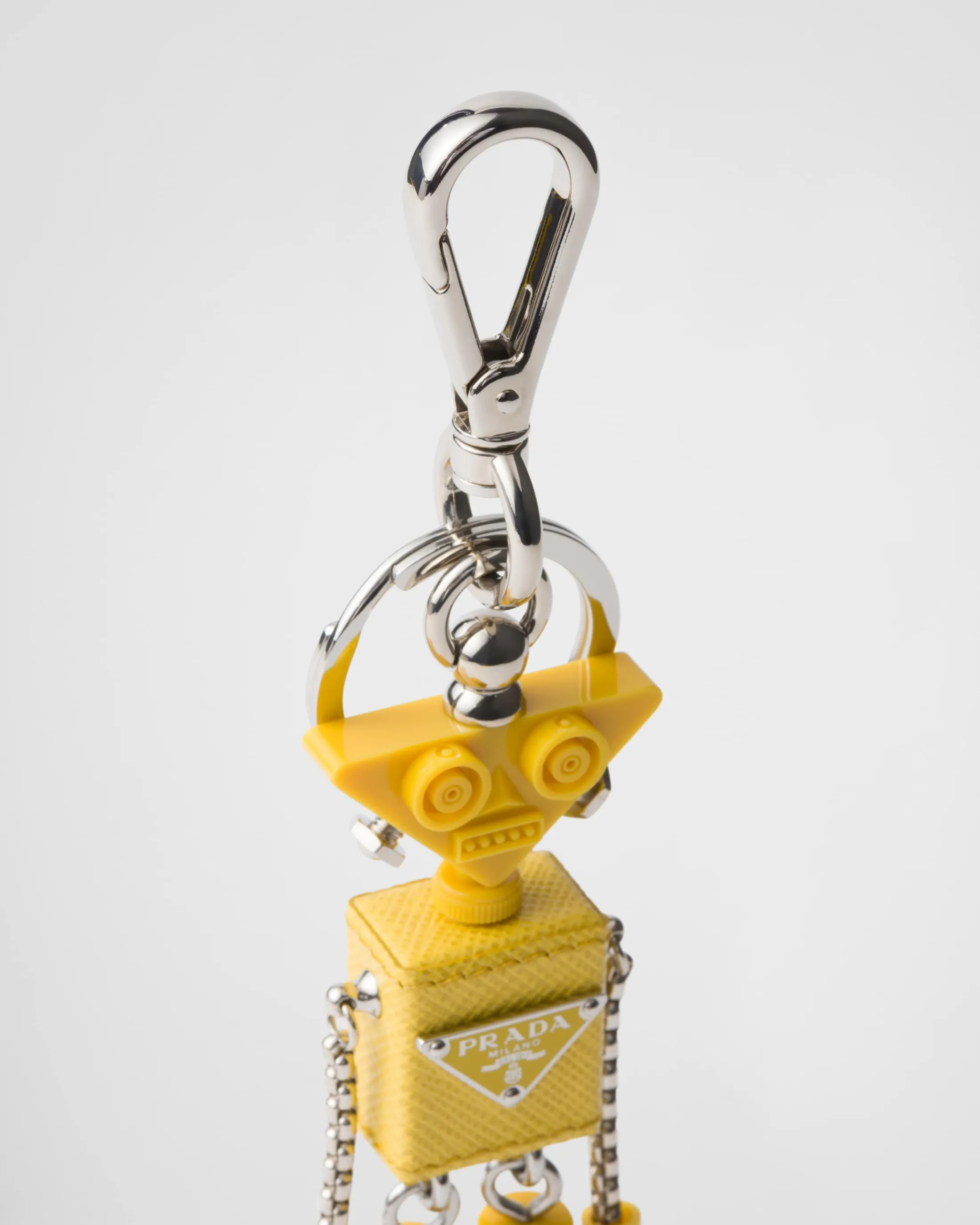 Prada Robot Saffiano leather bag charm Sunnyyellow Flash Sale