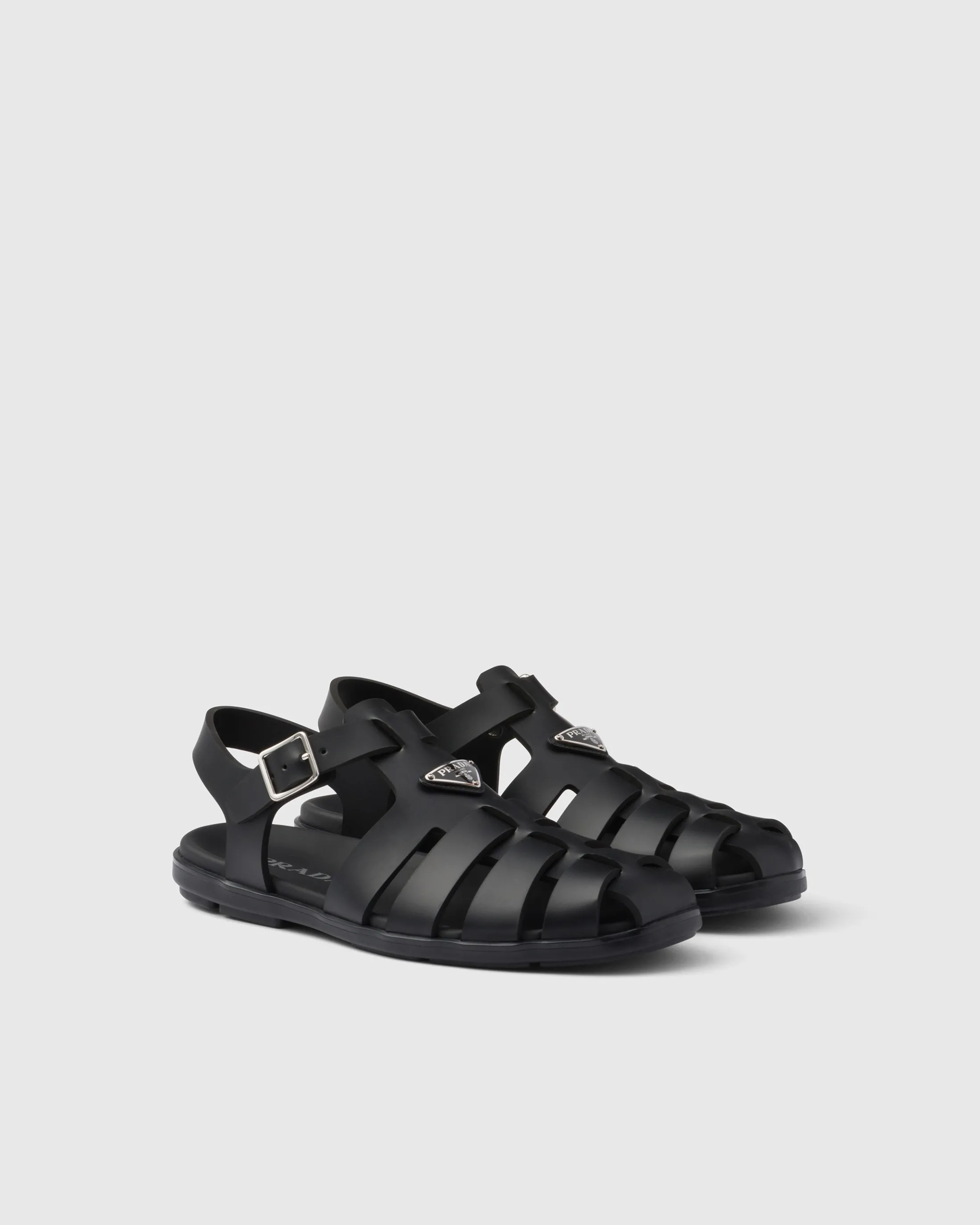 Prada Rubber fisherman sandals Black Outlet