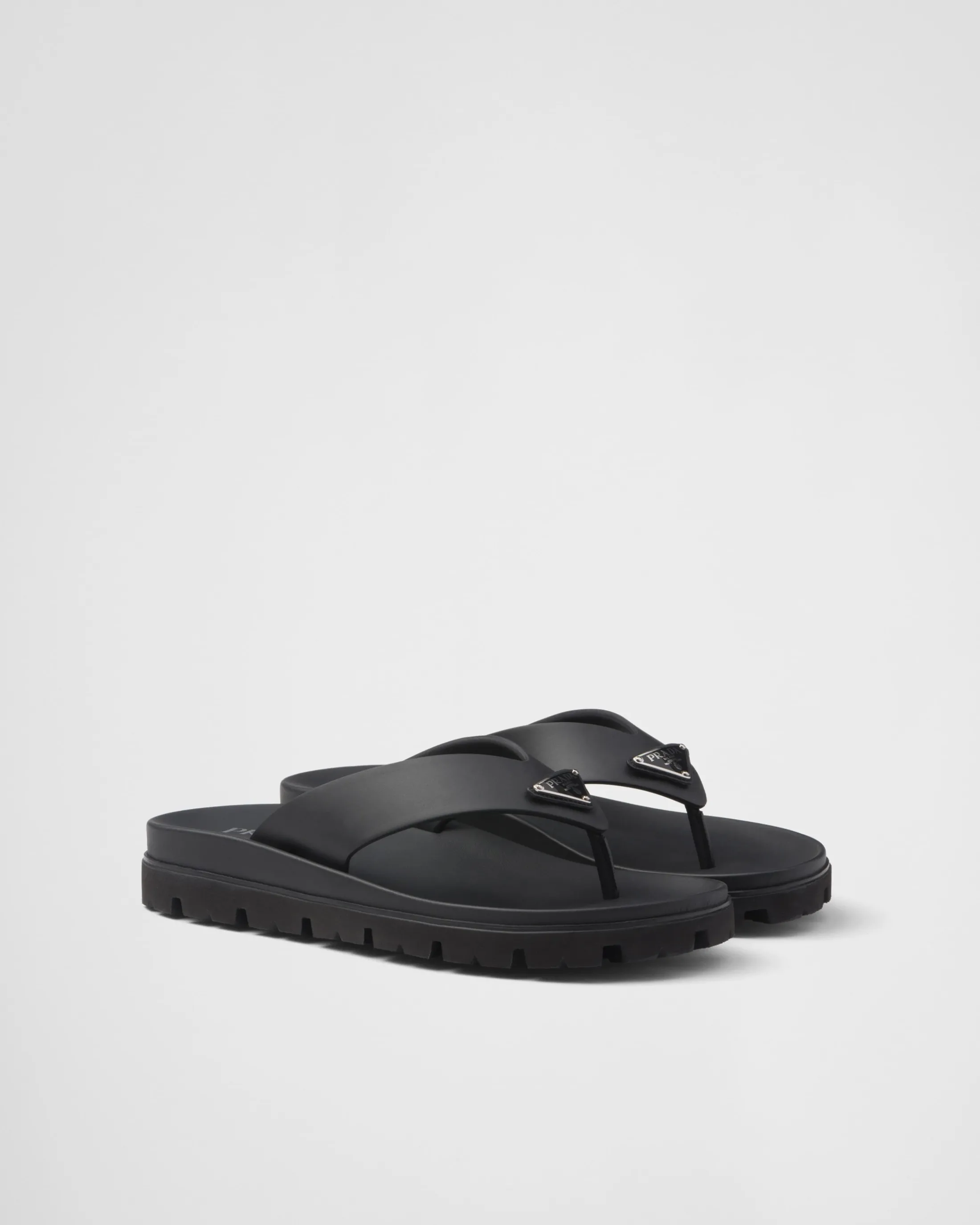 Prada Rubber thong sandals Black Hot