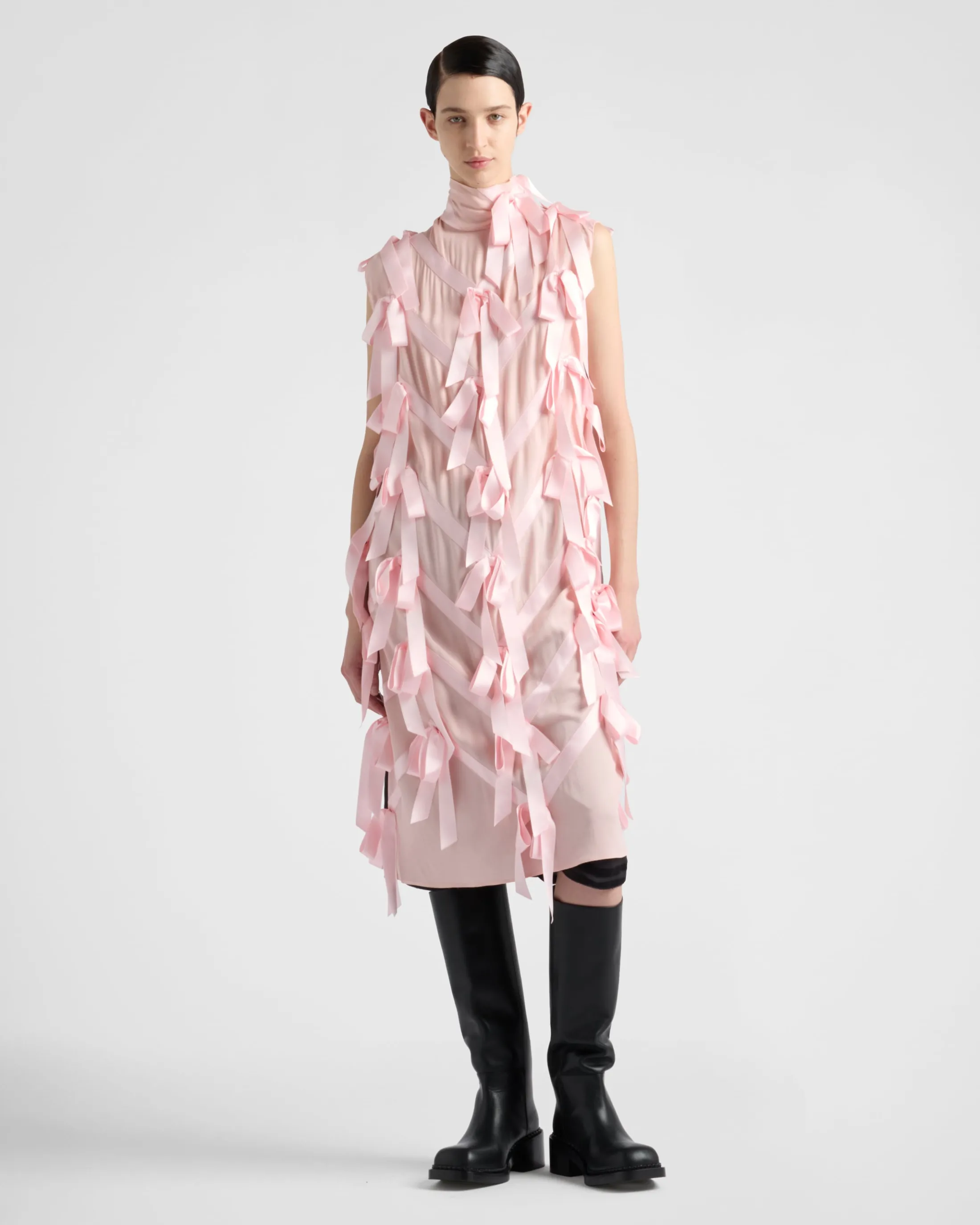 Prada Sablé dress with bows Quartz Outlet