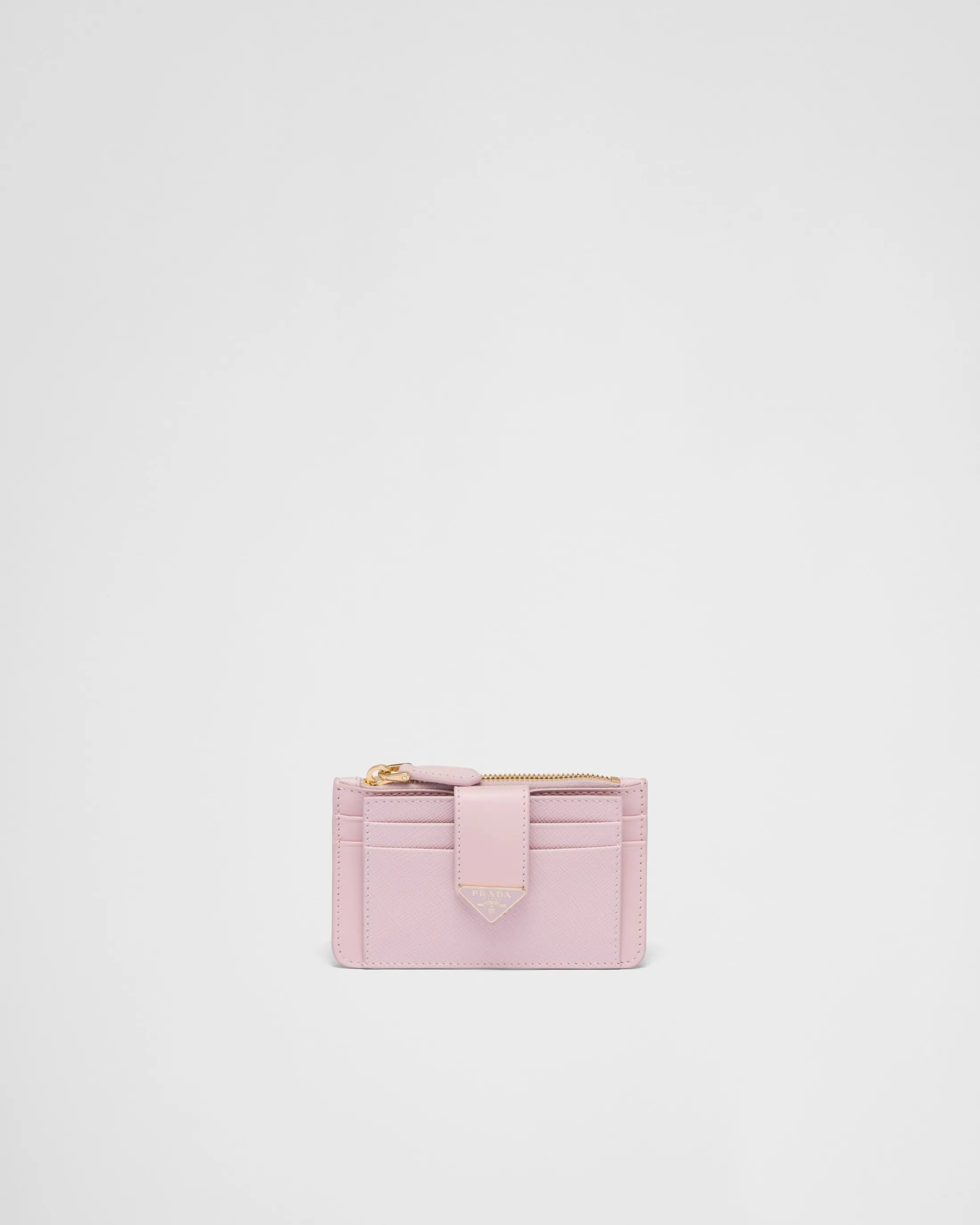 Prada Saffiano and smooth leather card holder Alabasterpink Best Sale