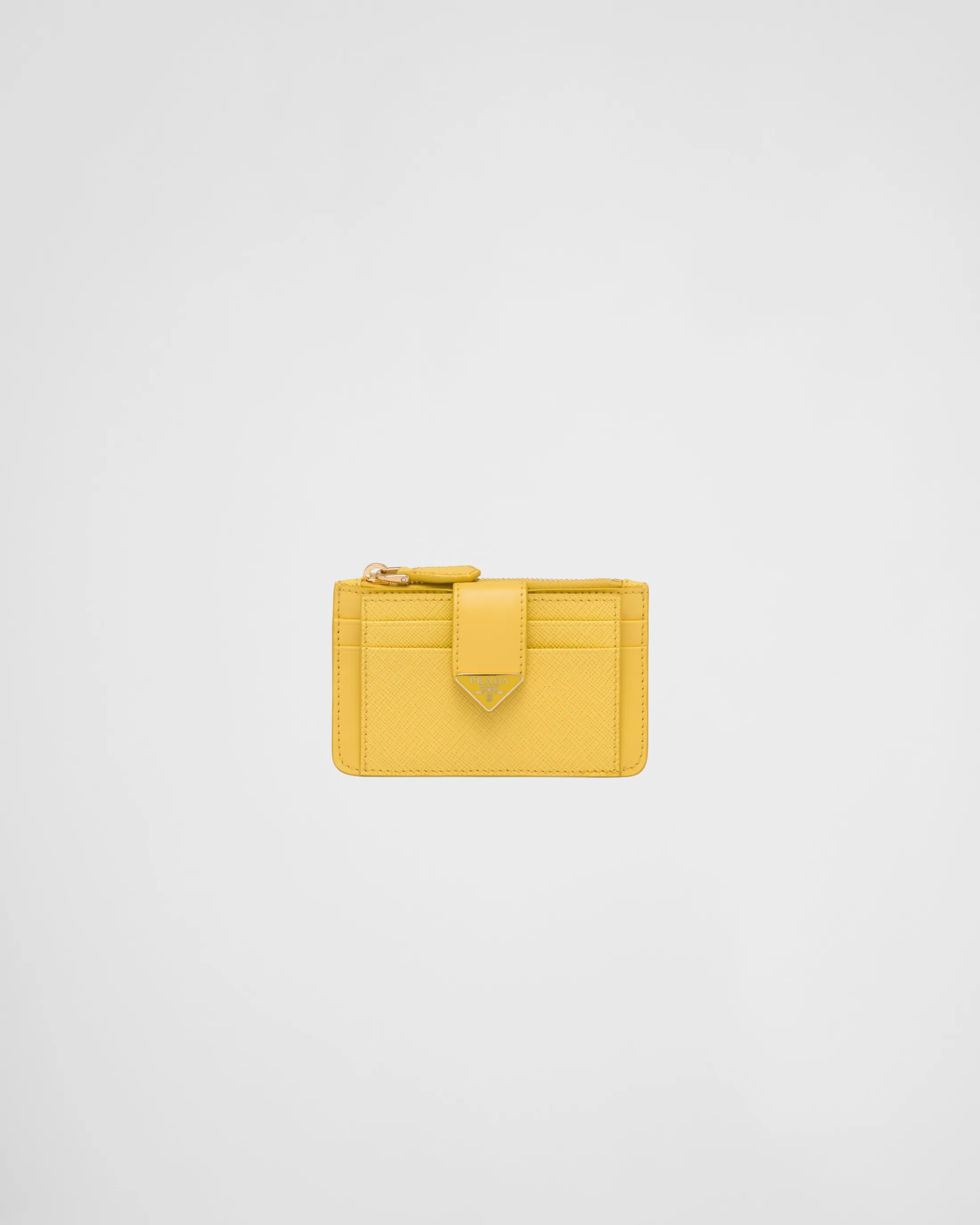 Prada Saffiano and smooth leather card holder Sunnyyellow Clearance